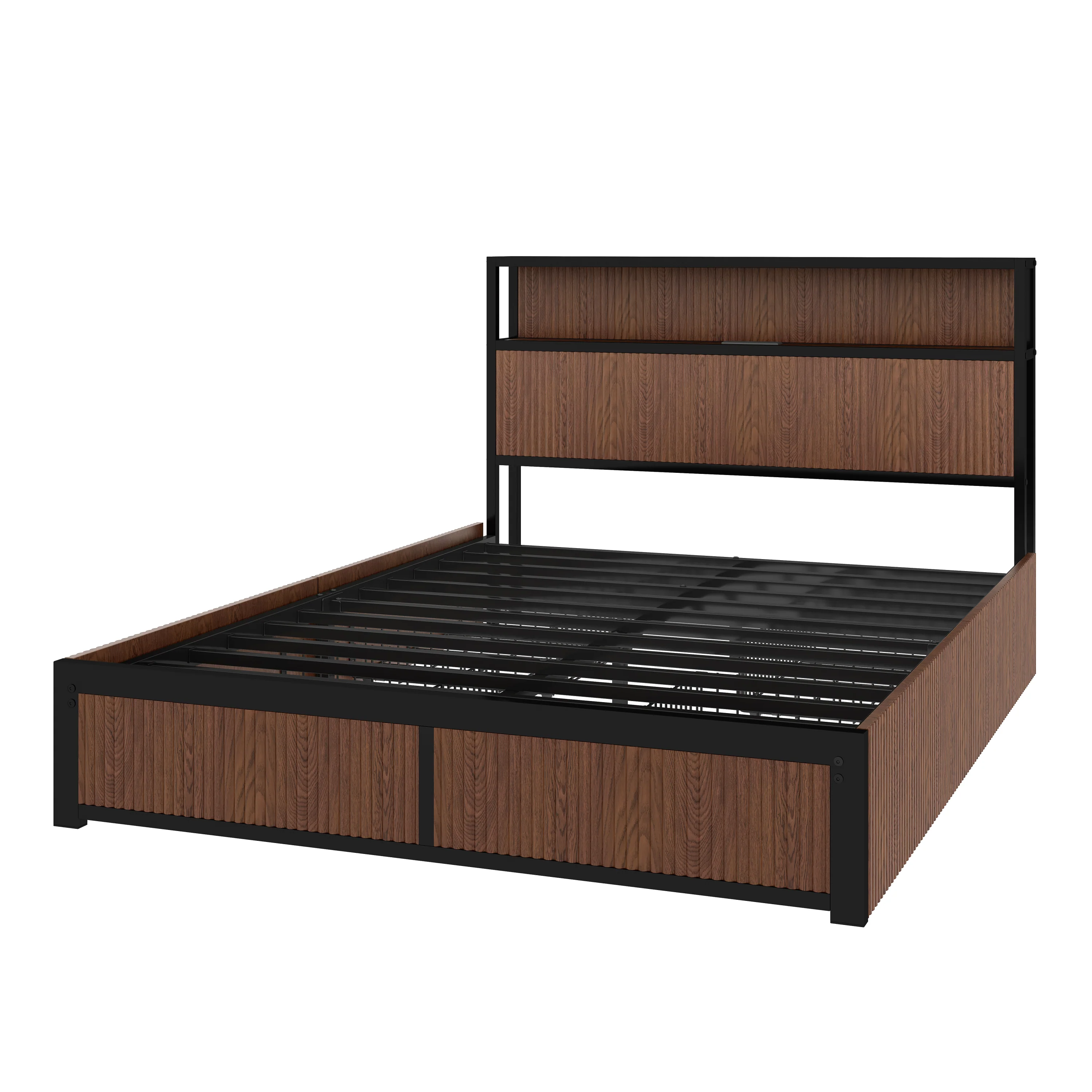 Walker Edison | Fluted Pattern Wood Queen Storage Bedframe - Image 8
