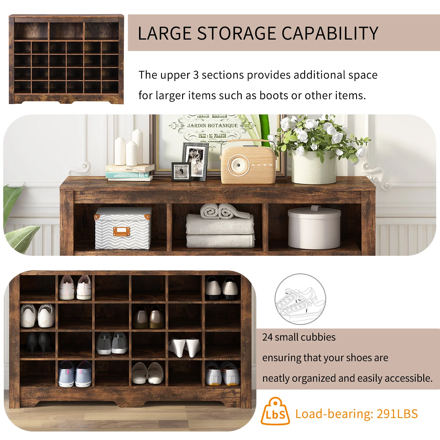 Walker Edison | Functional Shoe Cabinet for Stylish Organization - Image 4