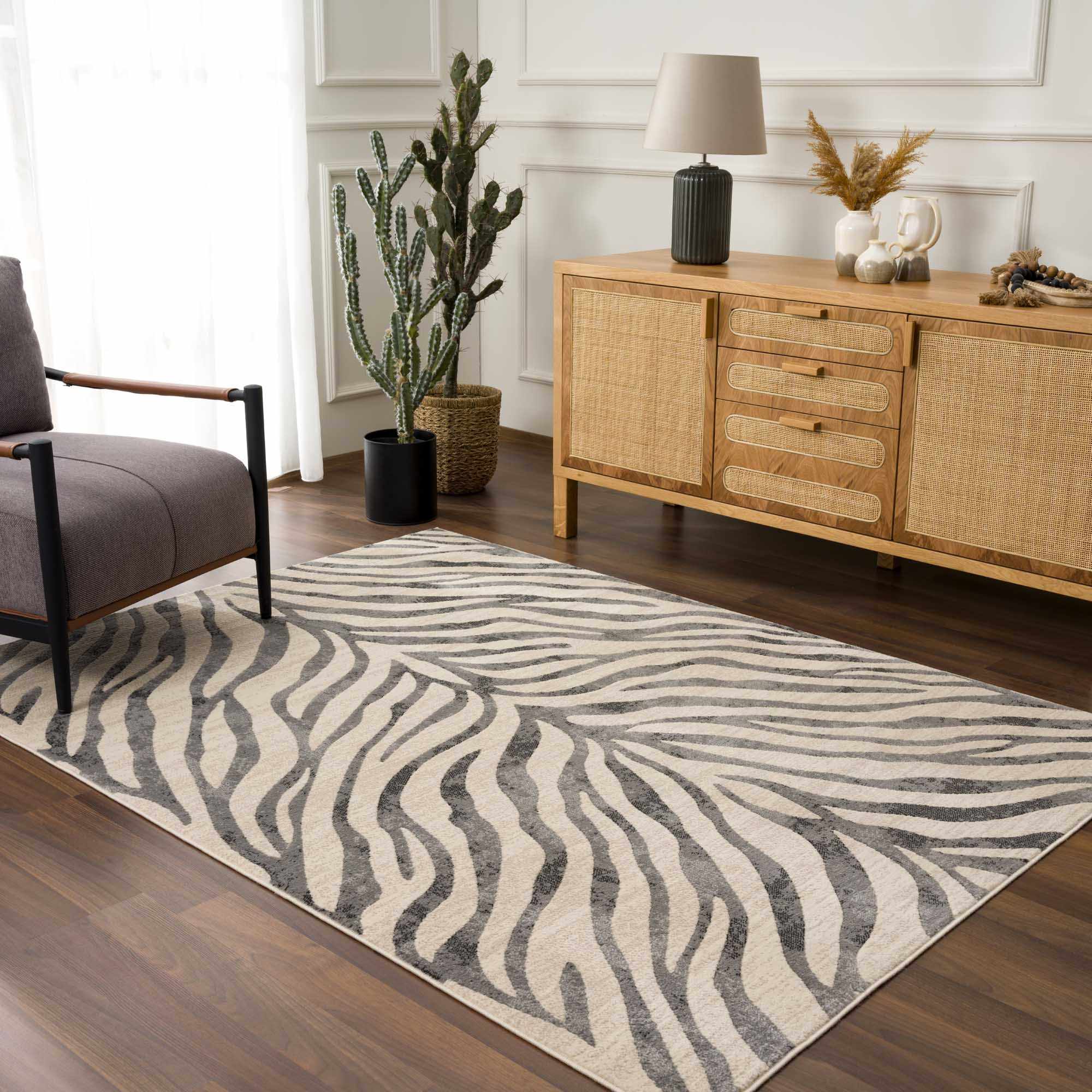 Gray Ecorse Zebra Print Area Rug - Image 6