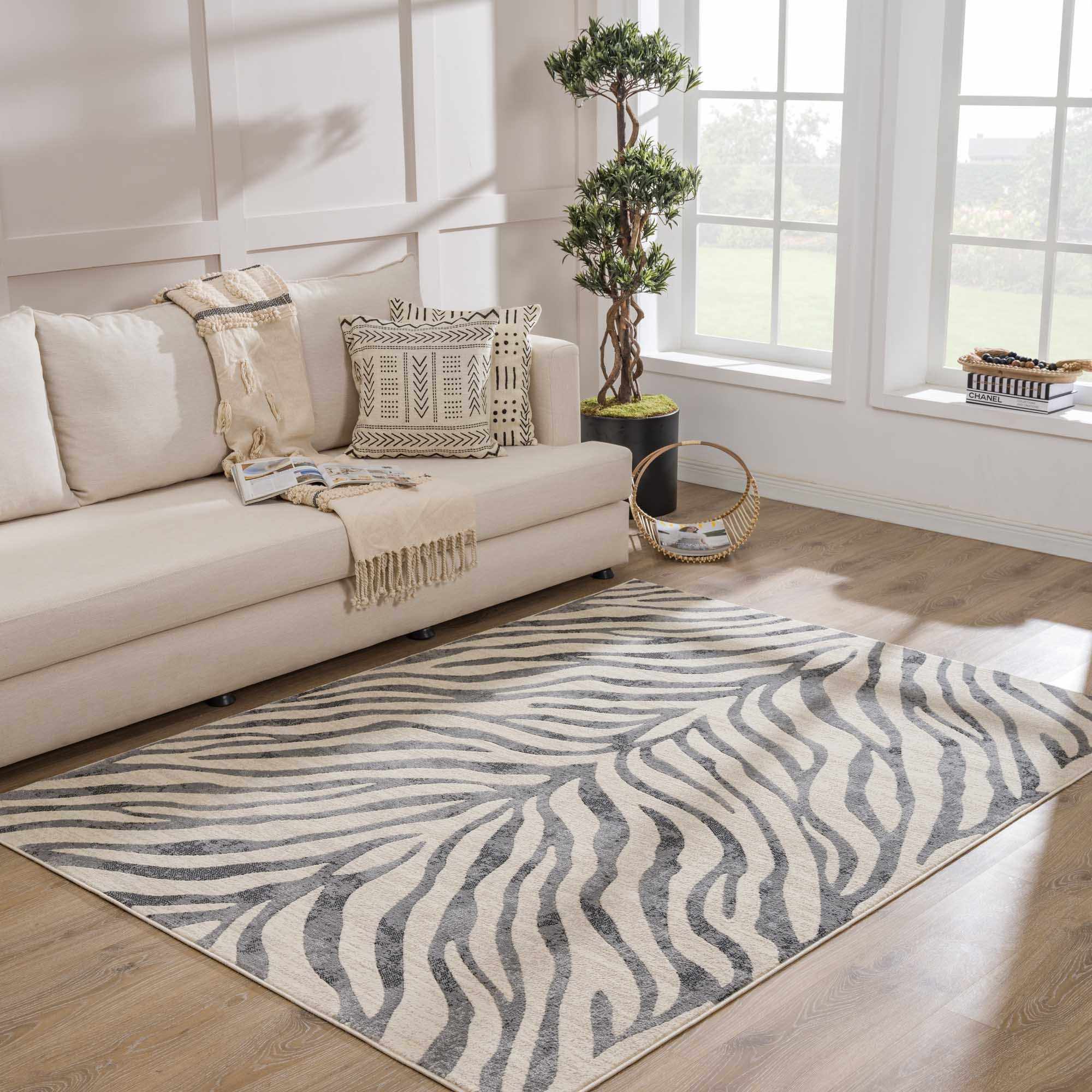Gray Ecorse Zebra Print Area Rug - Image 7