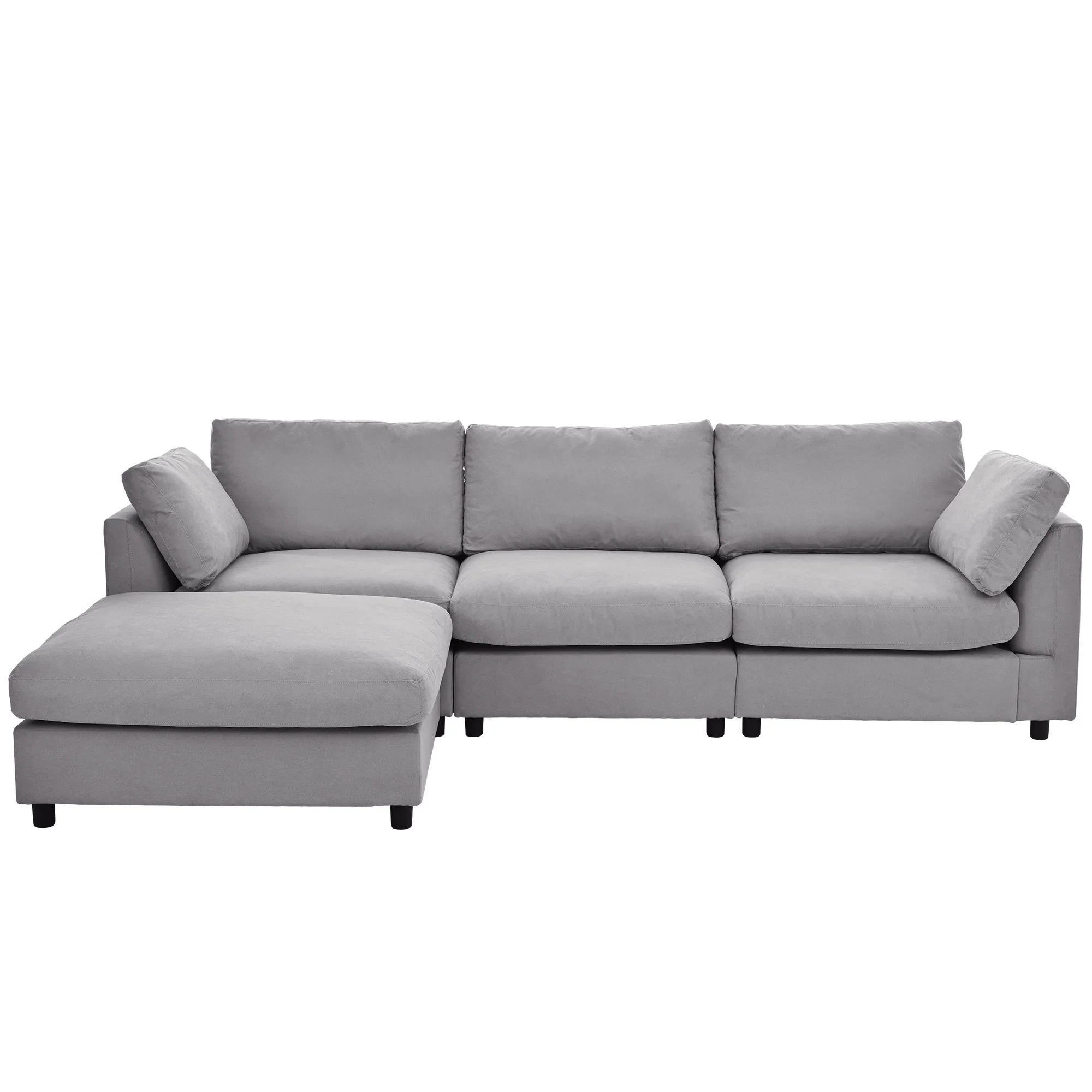 Walker Edison | Grey Convertible Sectional Sofa with Reversible Chaise - Image 11