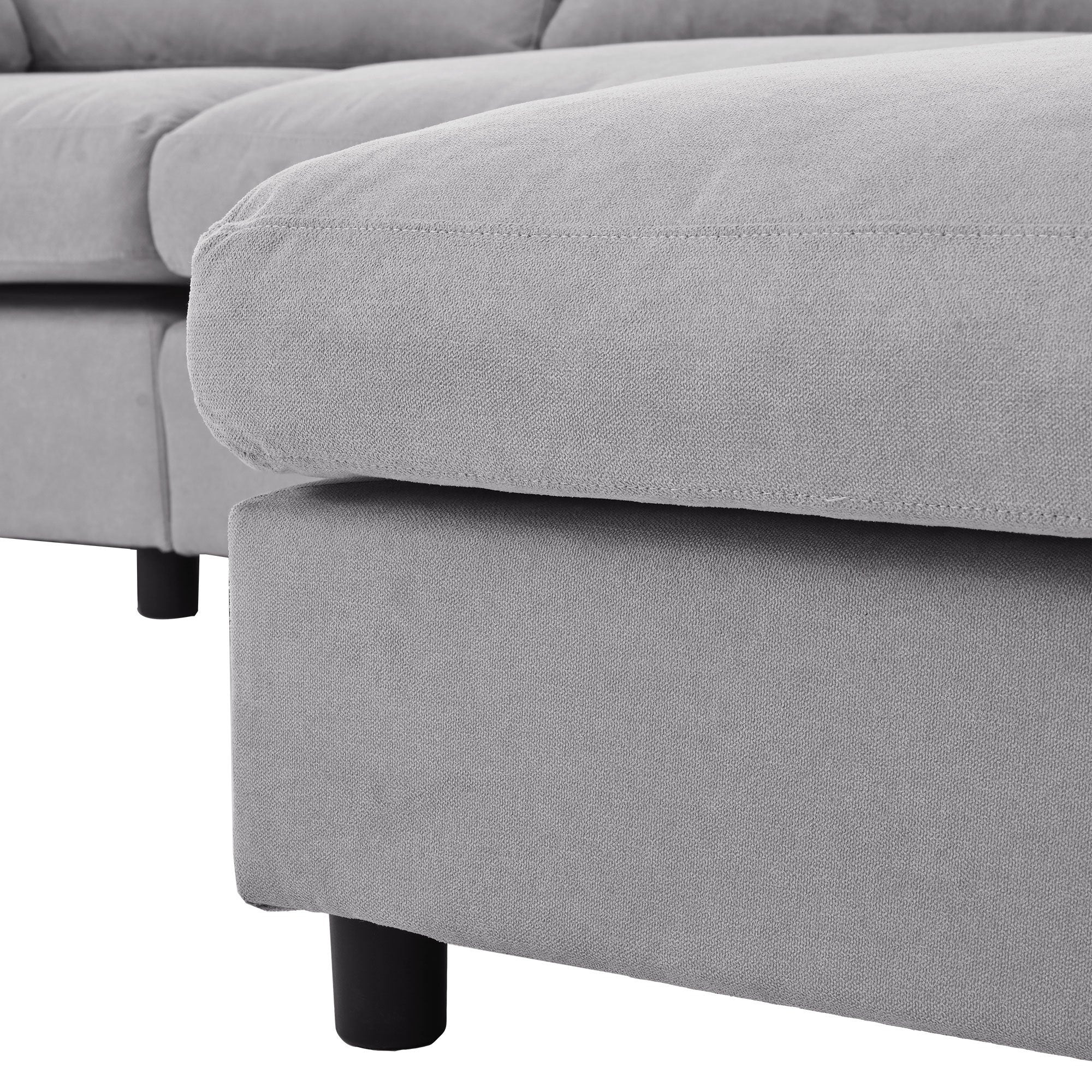 Walker Edison | Grey Convertible Sectional Sofa with Reversible Chaise - Image 18