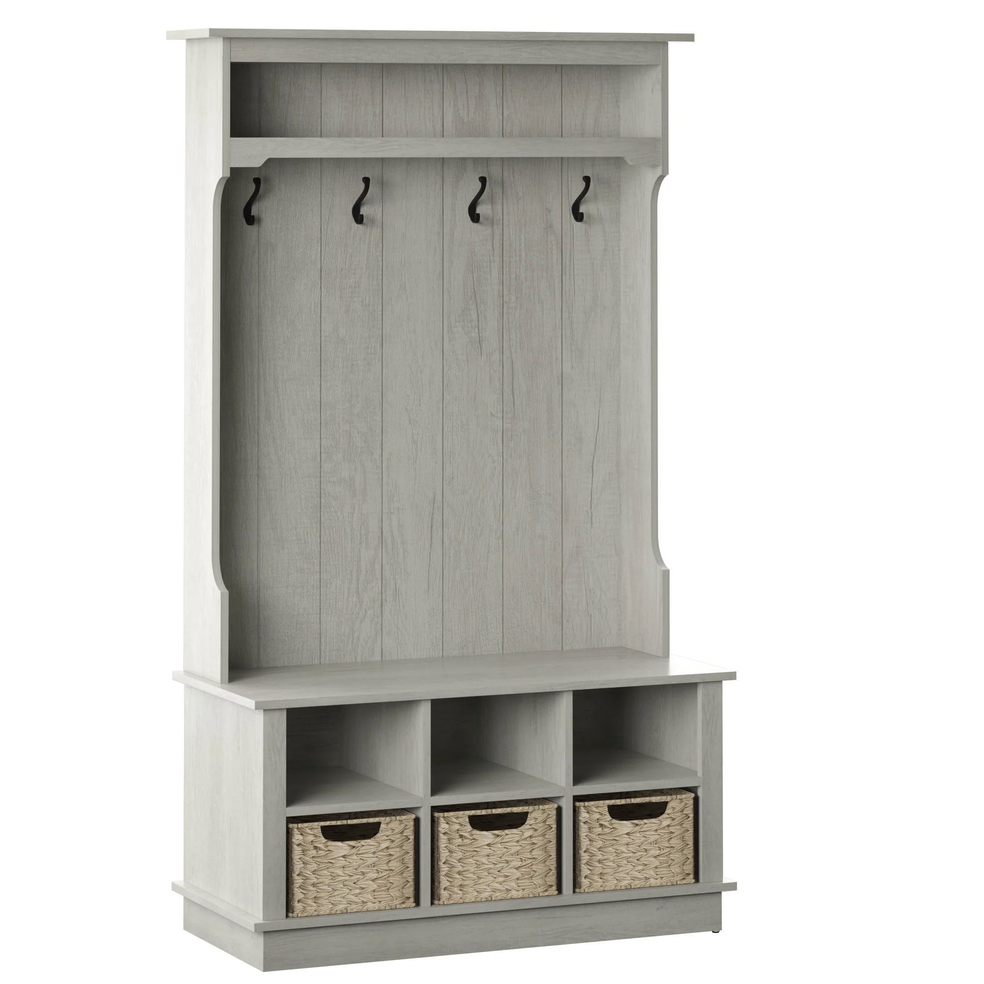 Entryway Hall Tree with Baskets and Open Storage - Image 12
