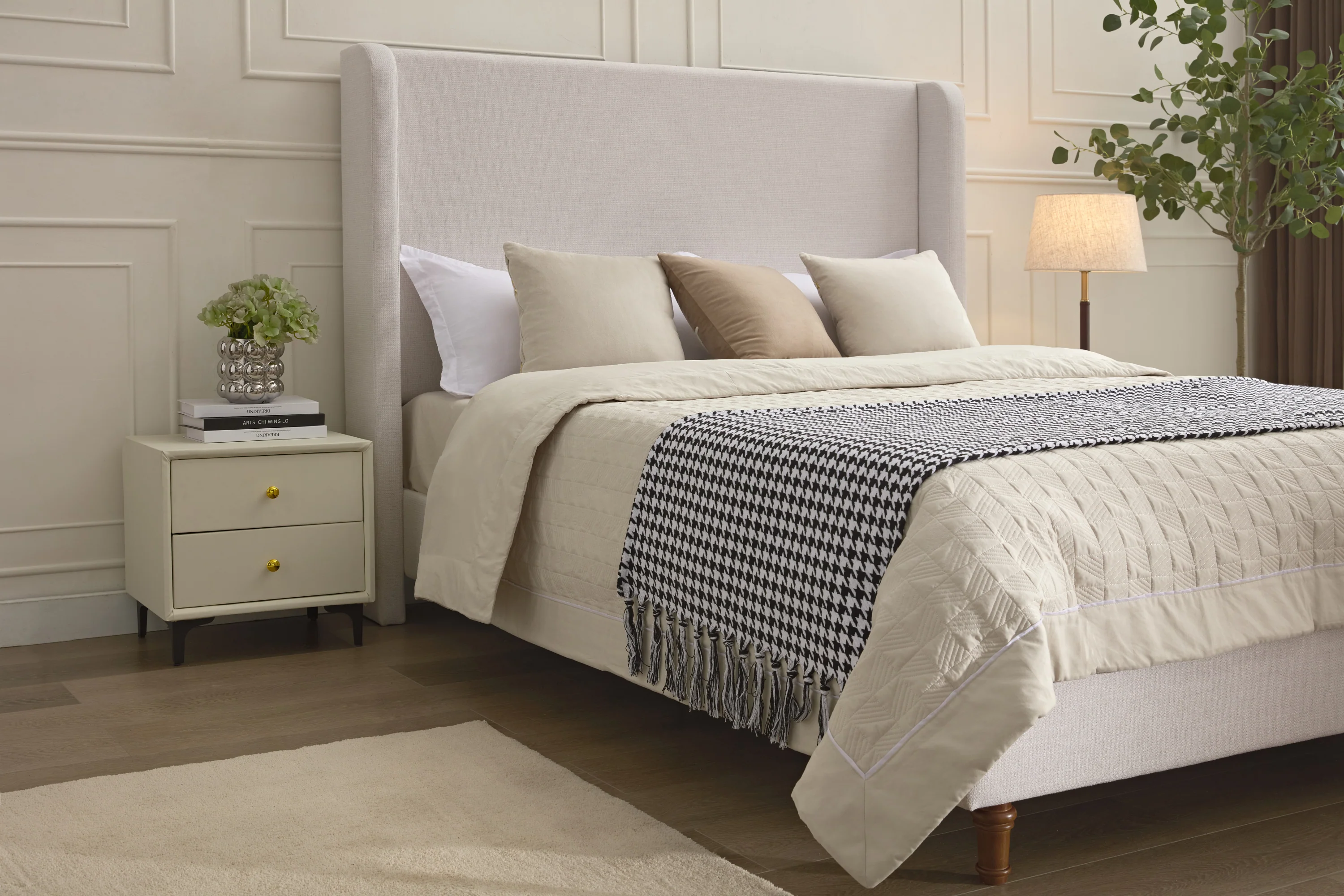 Walker Edison | Harper Tall 54" Headboard Upholstered Queen Bed - Image 7