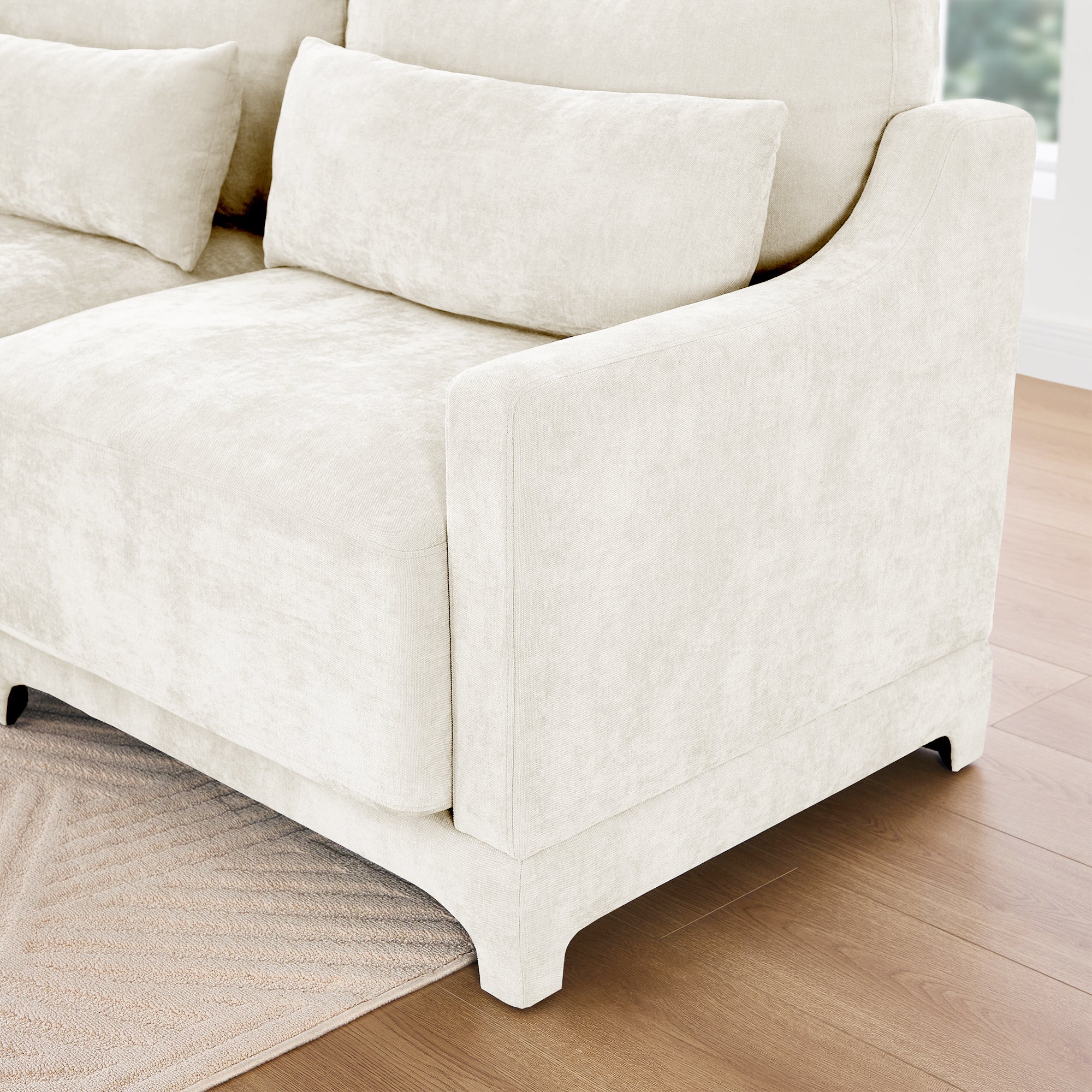 Walker Edison | High-Resilience Foam Chenille Sectional Sofa with Ottomans - Image 17