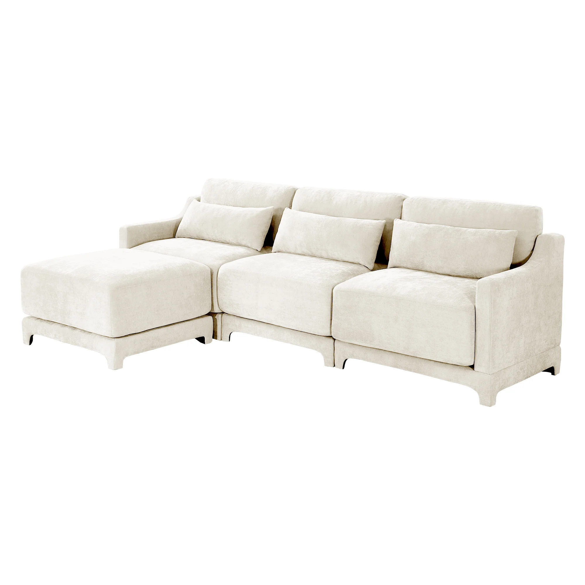 Walker Edison | High-Resilience Foam Chenille Sectional Sofa with Ottomans - Image 18