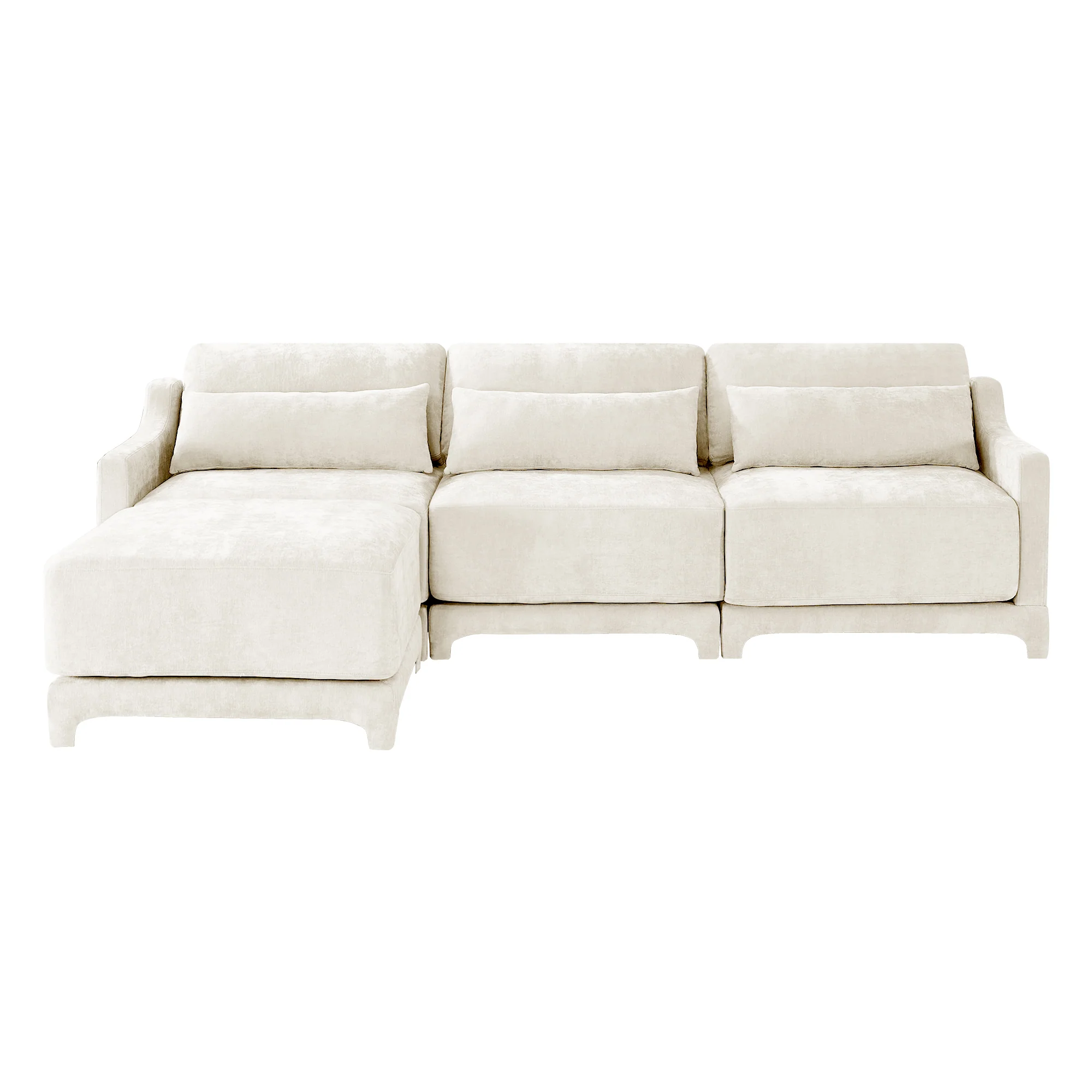 Walker Edison | High-Resilience Foam Chenille Sectional Sofa with Ottomans - Image 19