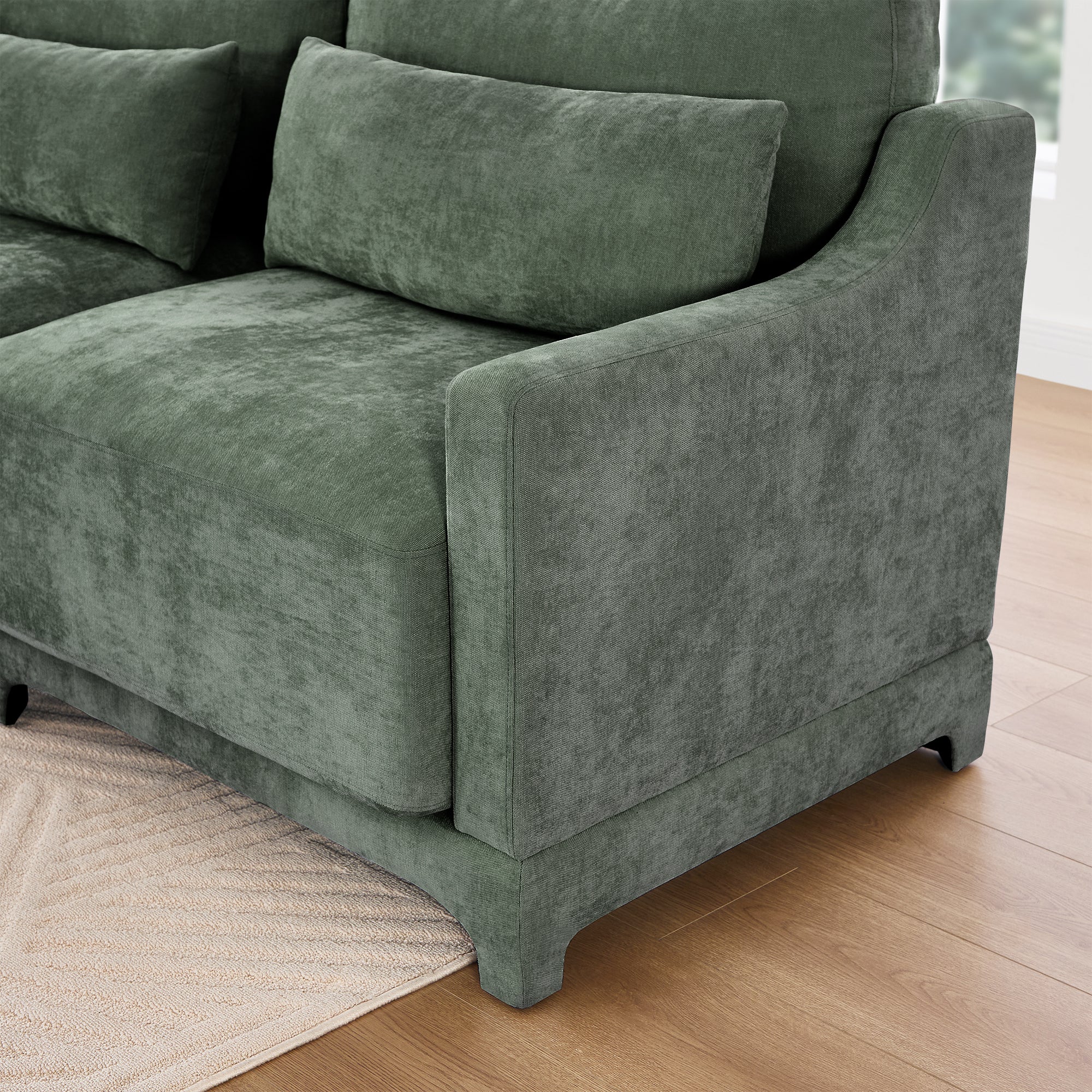 Walker Edison | High-Resilience Foam Chenille Sectional Sofa with Ottomans - Image 26