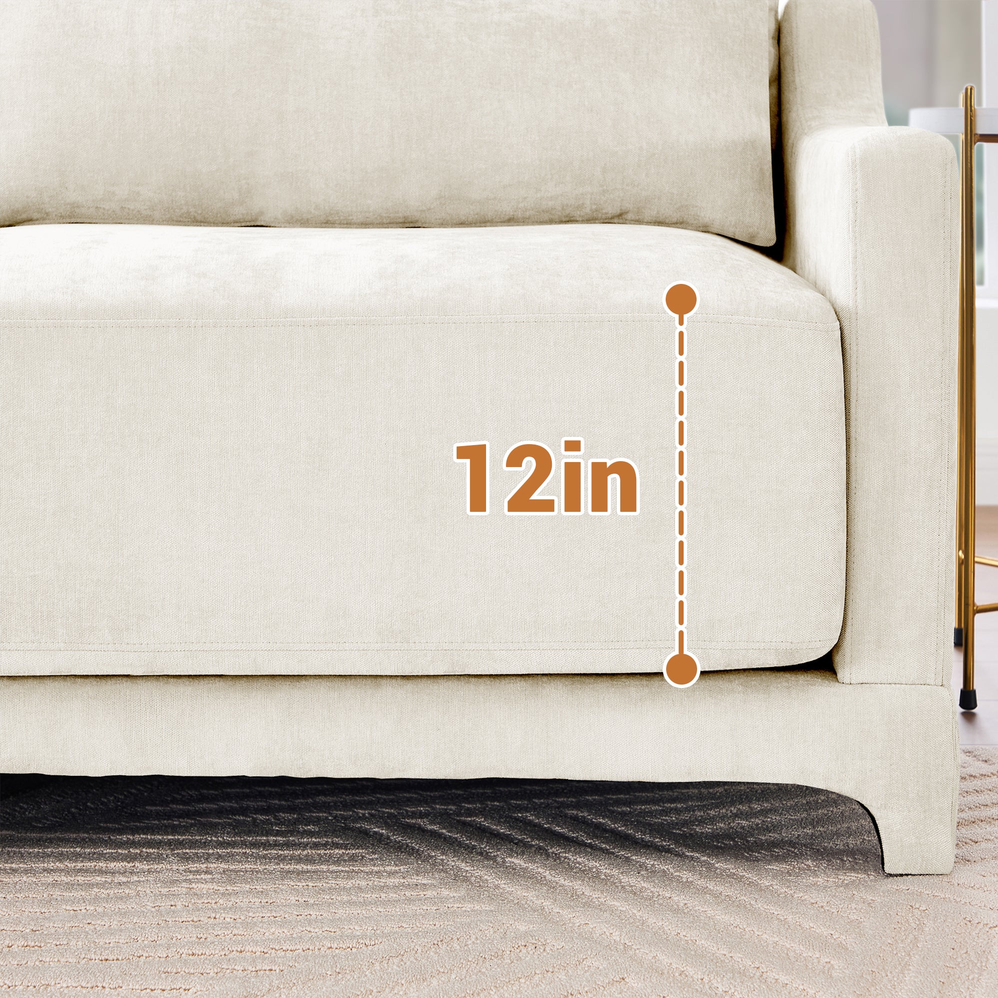 Walker Edison | High-Resilience Foam Chenille Sectional Sofa with Ottomans - Image 9