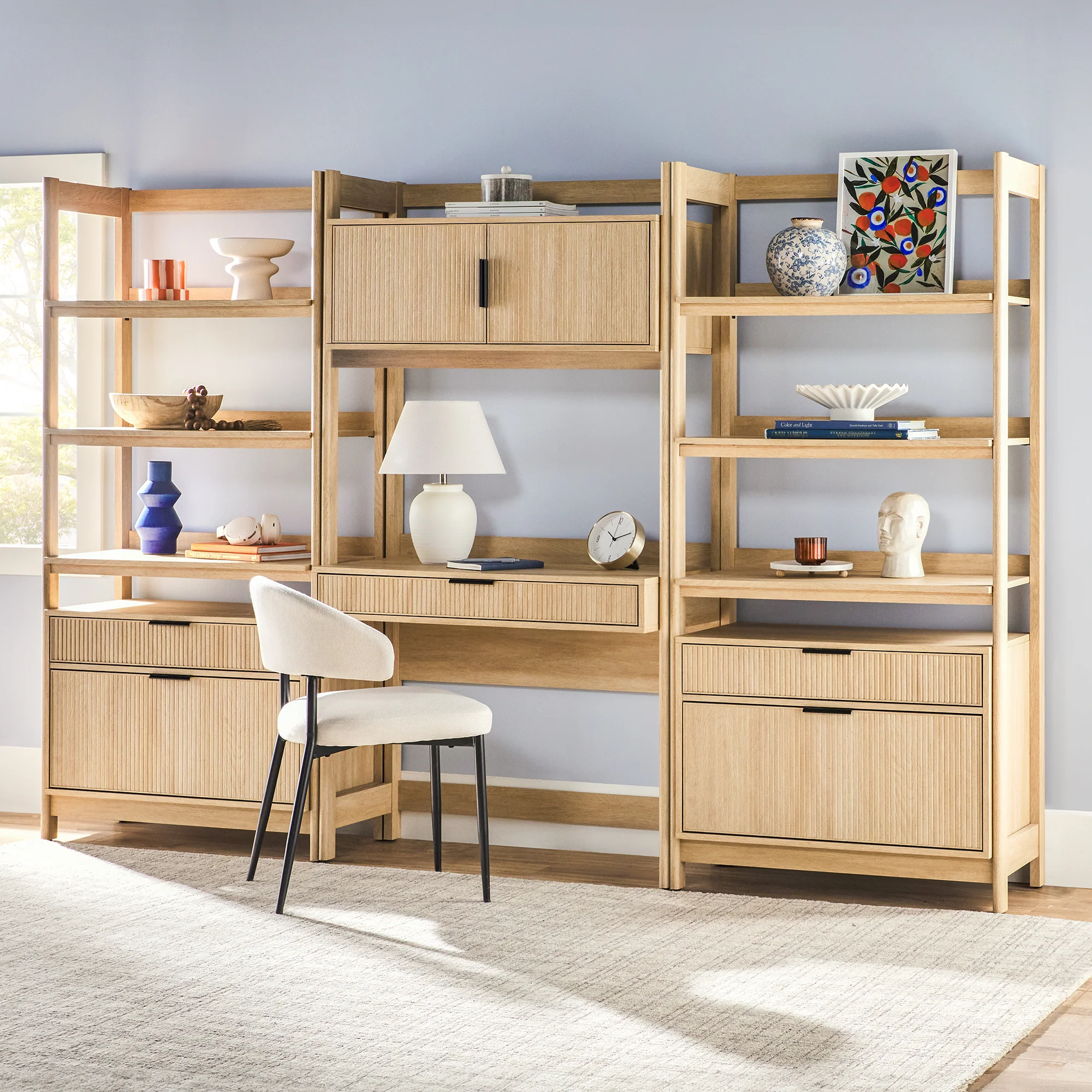 Holmes Modern Scandinavian Reeded Writing Storage Desk with USB - Image 13