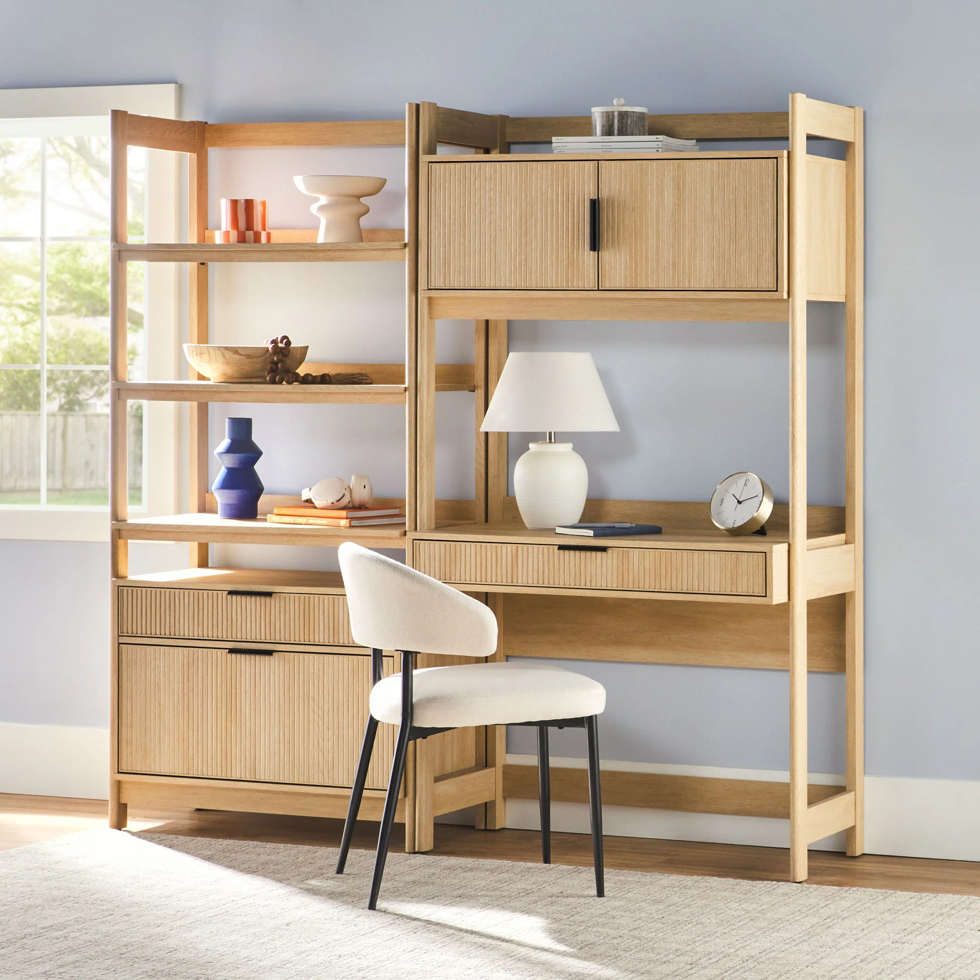 Holmes Modern Scandinavian Reeded Writing Storage Desk with USB - Image 11