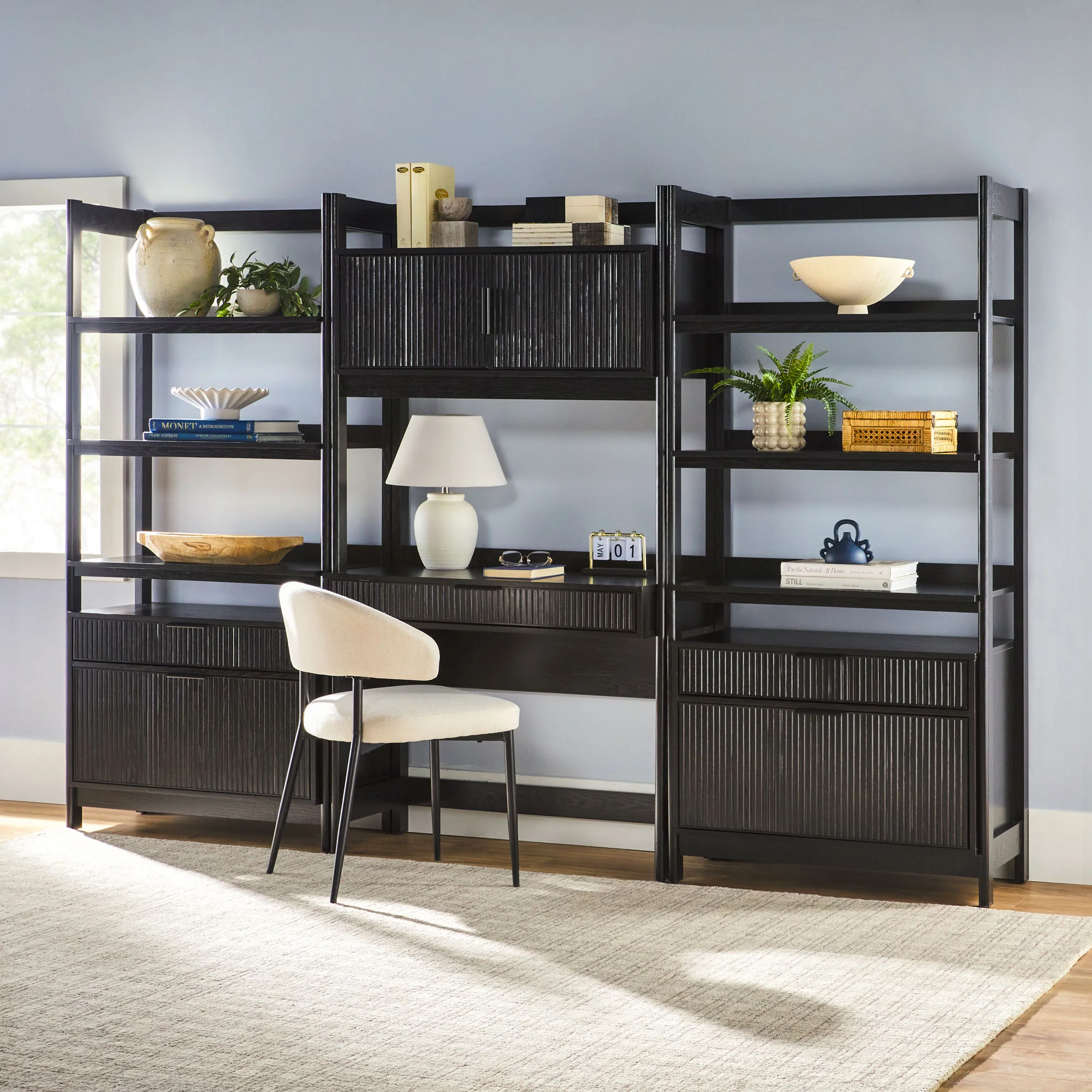Holmes Modern Scandinavian Reeded Writing Storage Desk with USB - Image 20