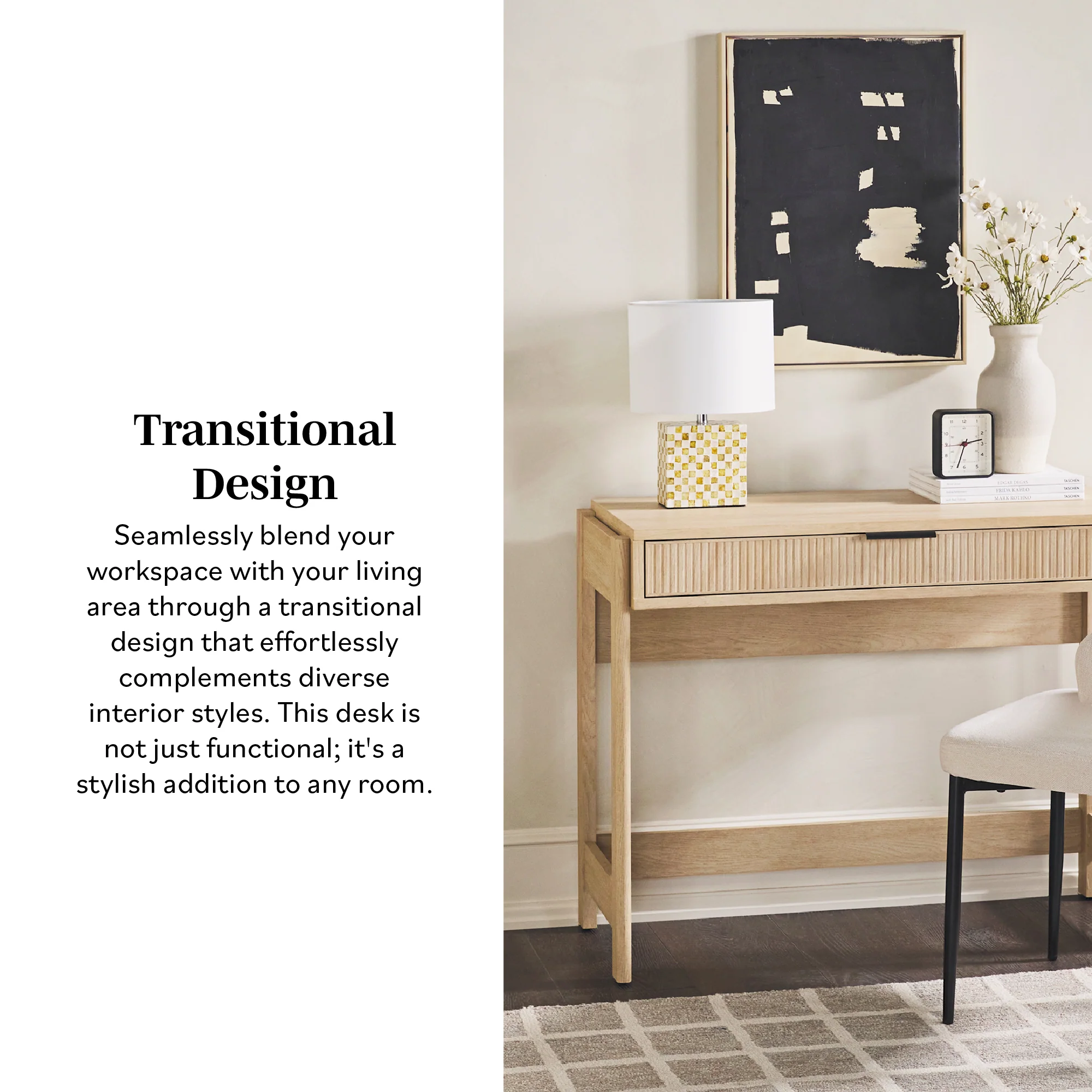 Holmes Modern Scandinavian Reeded Writing Desk - Image 8