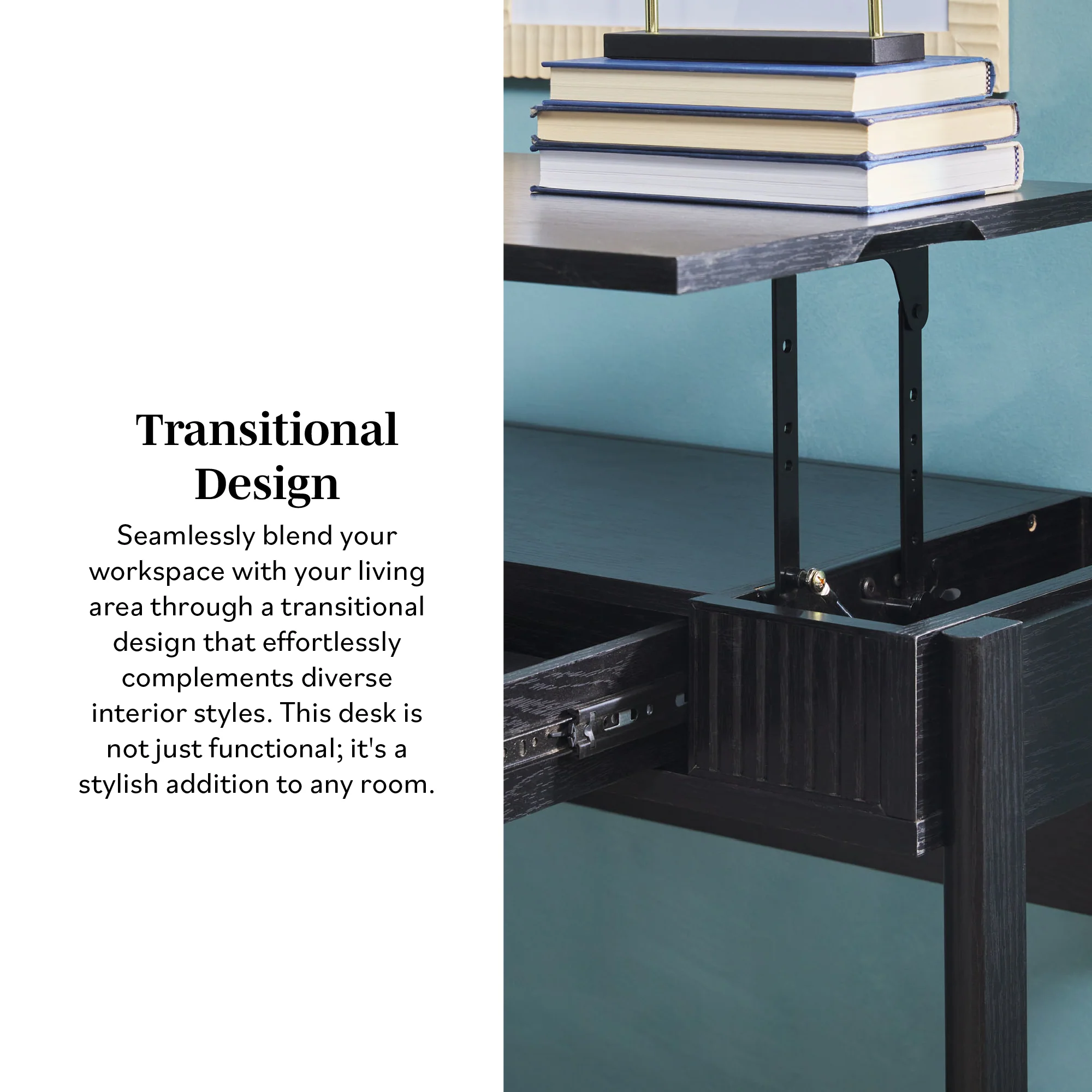 Holmes Modern Scandinavian Reeded Writing Standing Desk - Image 5