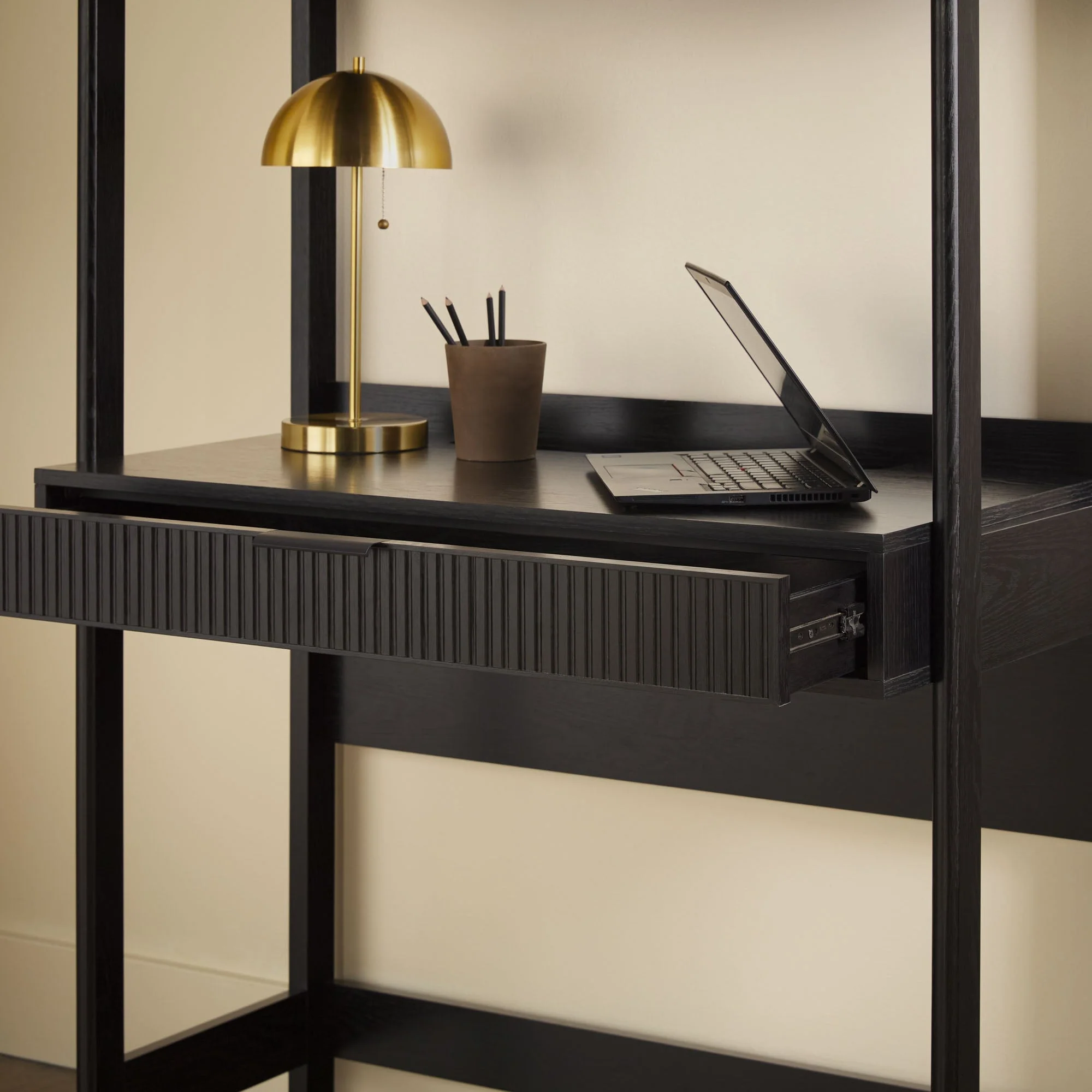 Holmes Modern Scandinavian Reeded Writing Storage Desk with USB - Image 17