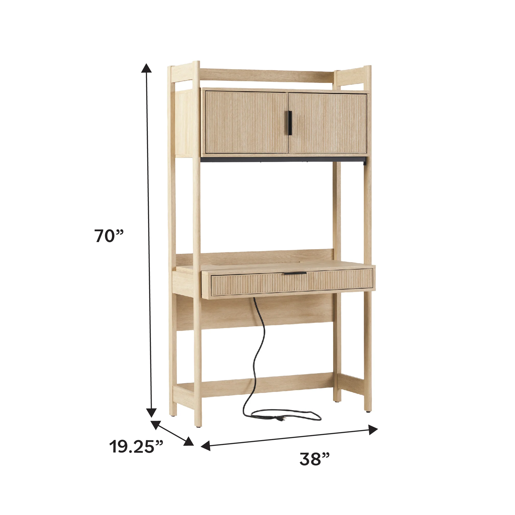 Holmes Modern Scandinavian Reeded Writing Storage Desk with USB - Image 6