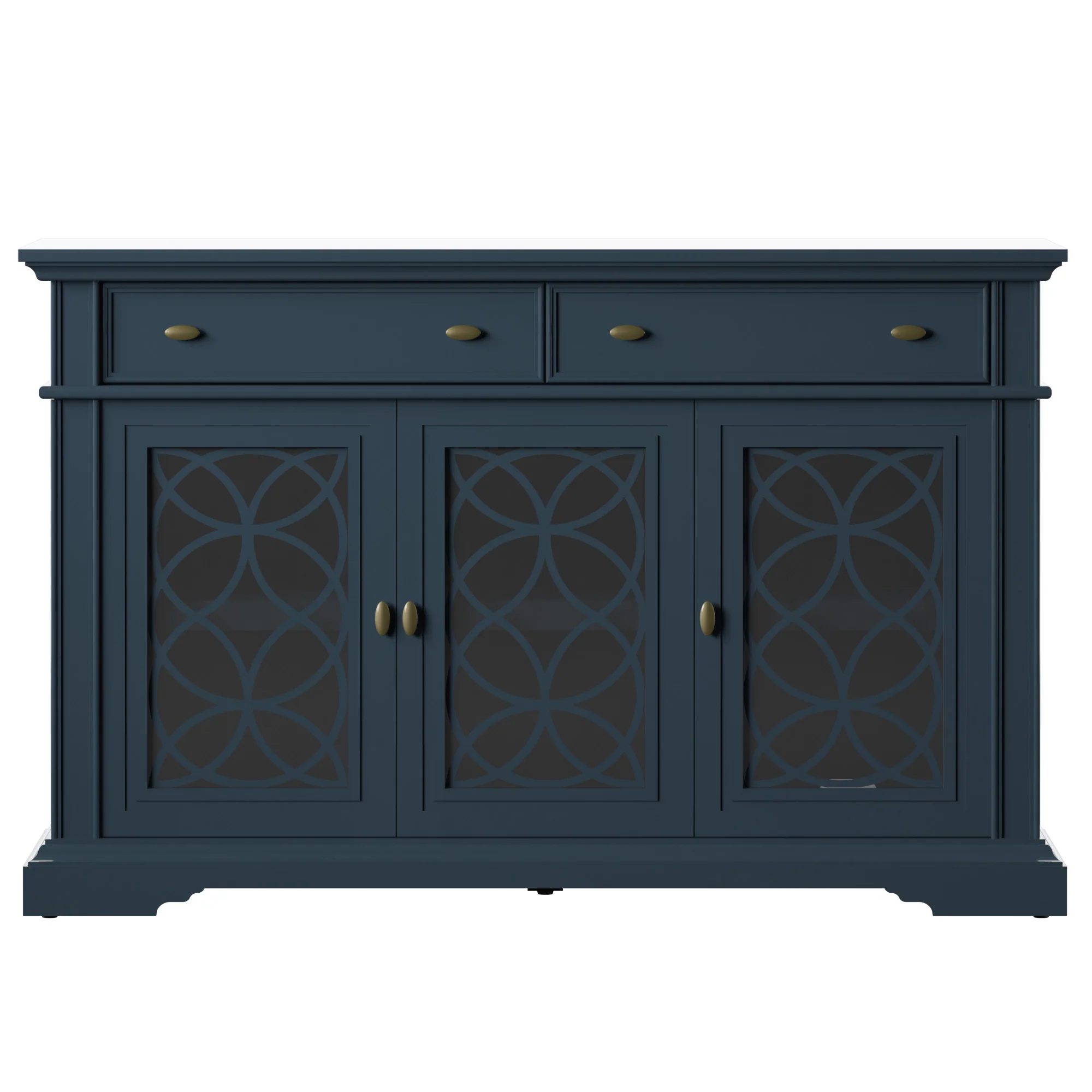 Farmhouse Traditional 52" Buffet Sideboard with Accented Glass-Front Doors - Image 6