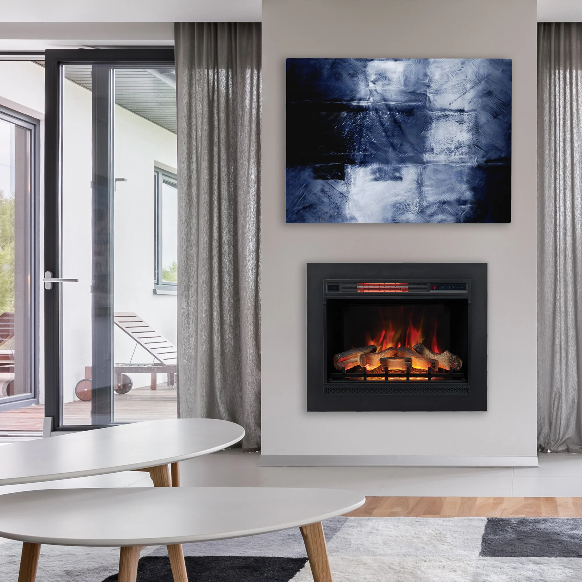 28" Infrared Quartz Fireplace Insert for Wall Mounting & In-Wall Installation