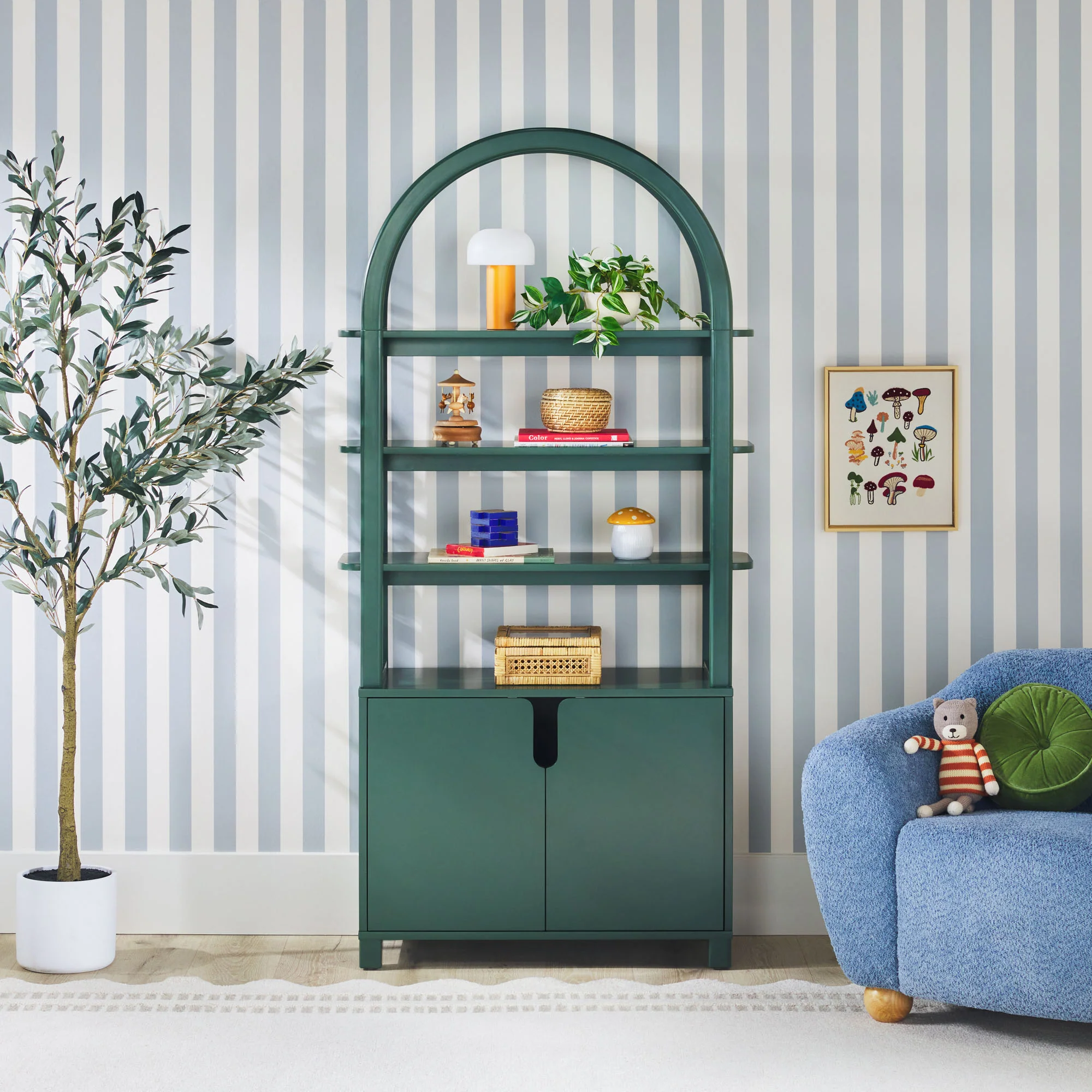 Zoey Modern Arched Wood Cabinet Storage Bookcase - Image 10