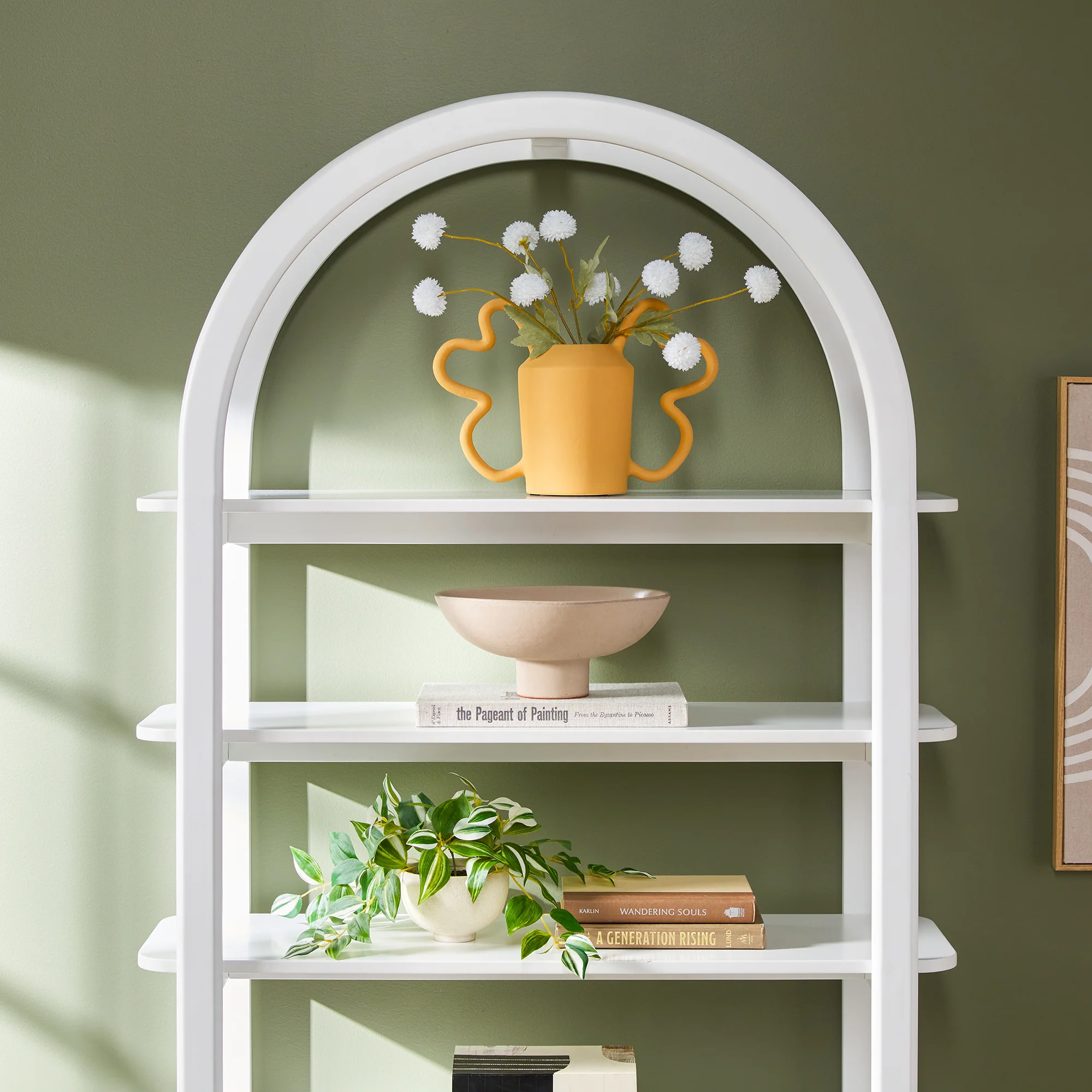 Zoey Modern Arched Wood Cabinet Storage Bookcase - Image 13