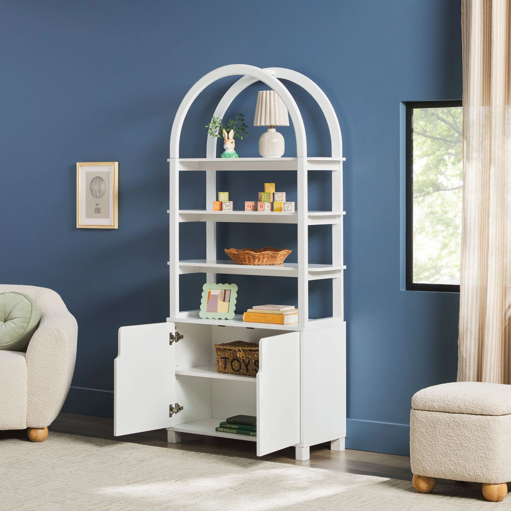 Zoey Modern Arched Wood Cabinet Storage Bookcase - Image 14
