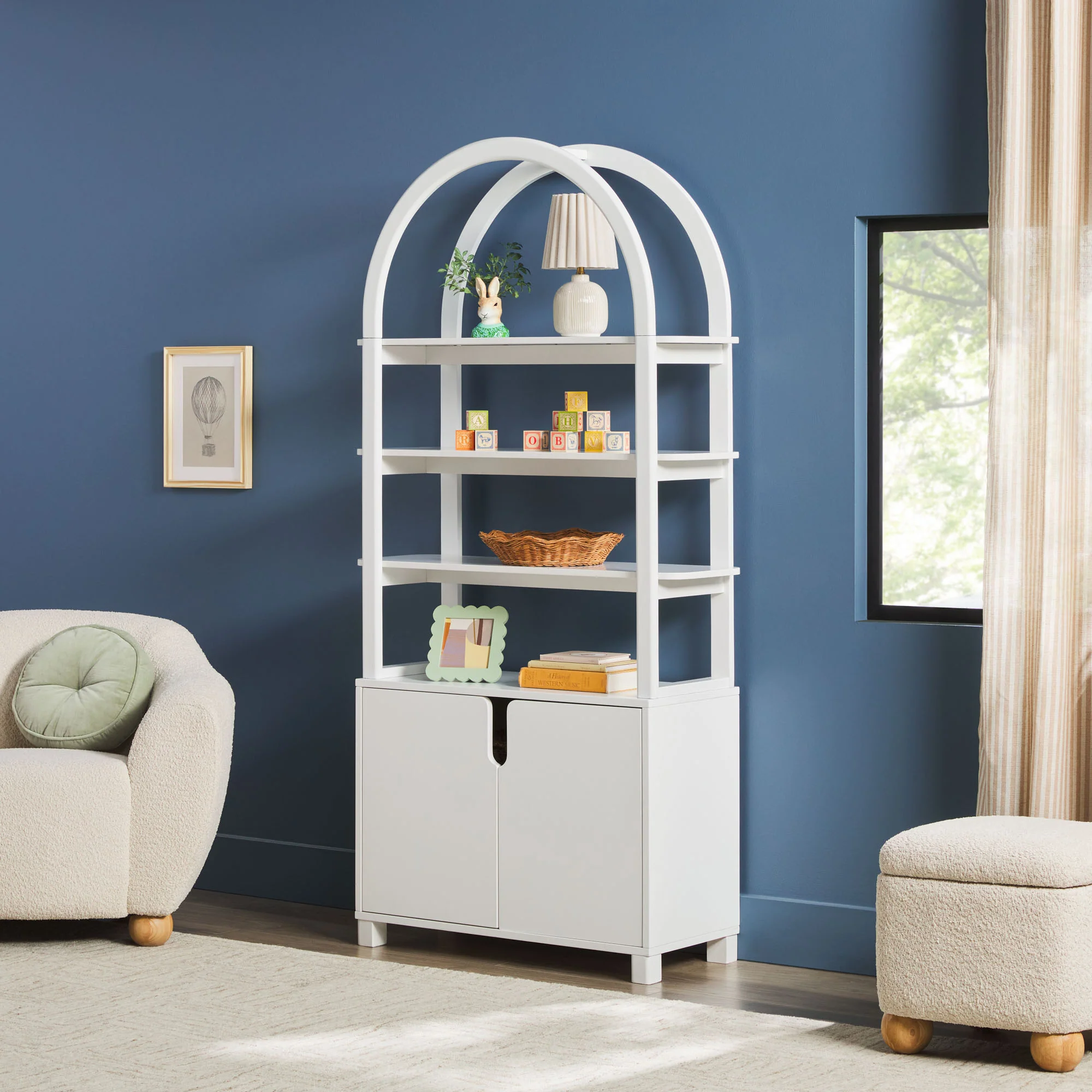 Zoey Modern Arched Wood Cabinet Storage Bookcase - Image 15