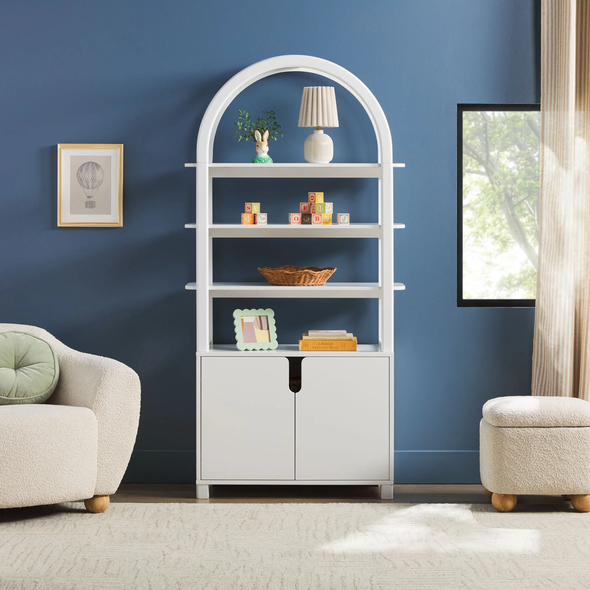 Zoey Modern Arched Wood Cabinet Storage Bookcase - Image 16