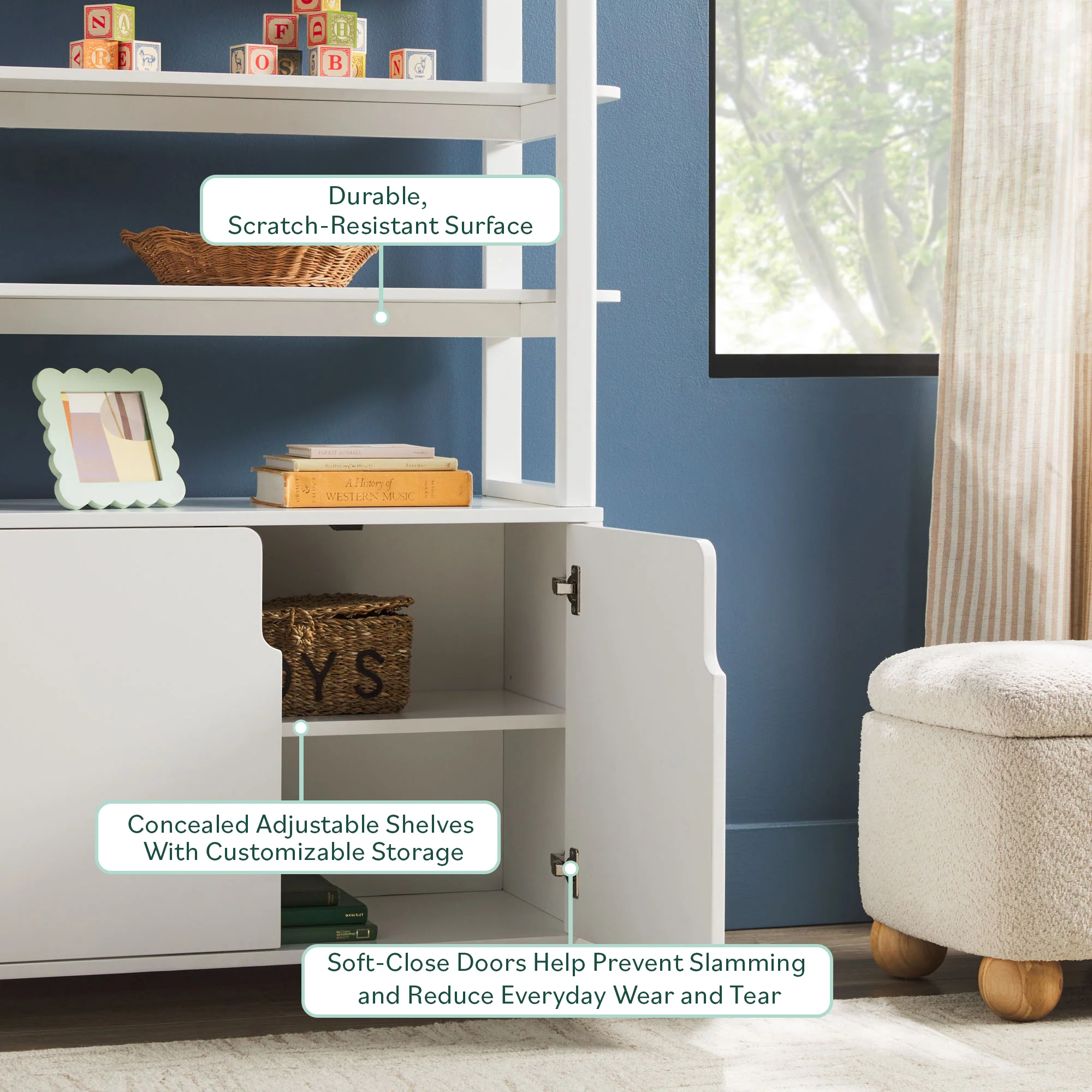 Zoey Modern Arched Wood Cabinet Storage Bookcase - Image 17
