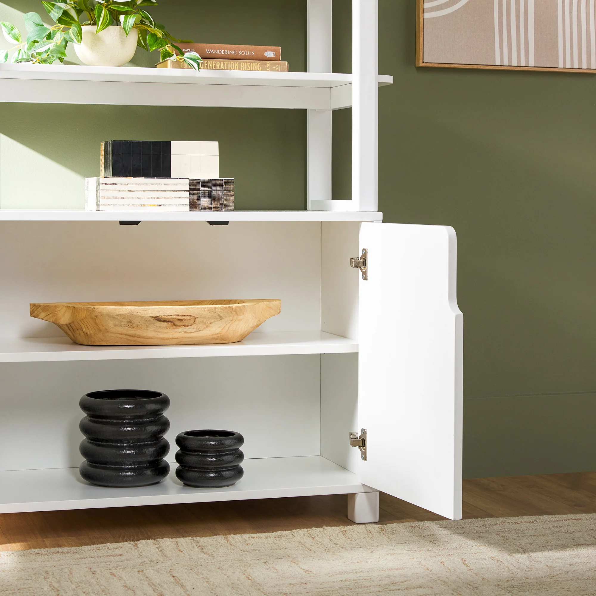 Zoey Modern Arched Wood Cabinet Storage Bookcase - Image 20