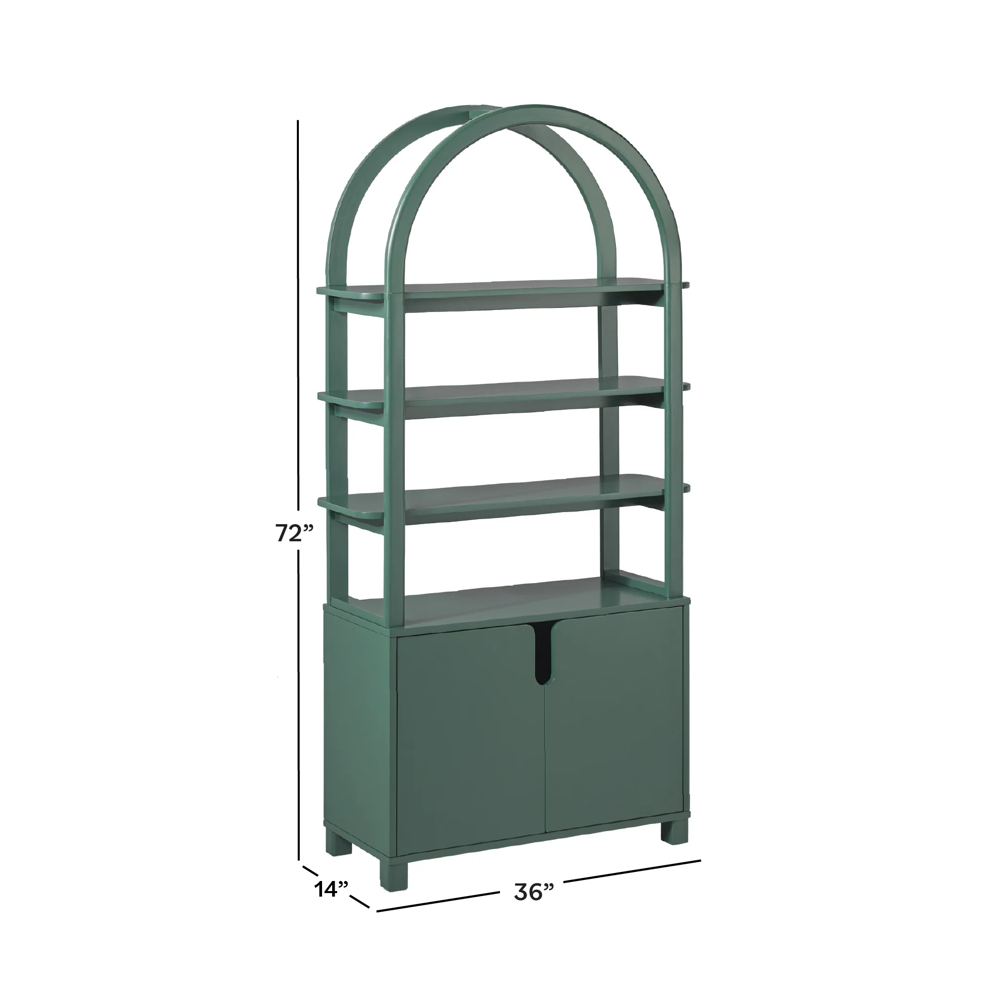 Zoey Modern Arched Wood Cabinet Storage Bookcase - Image 25
