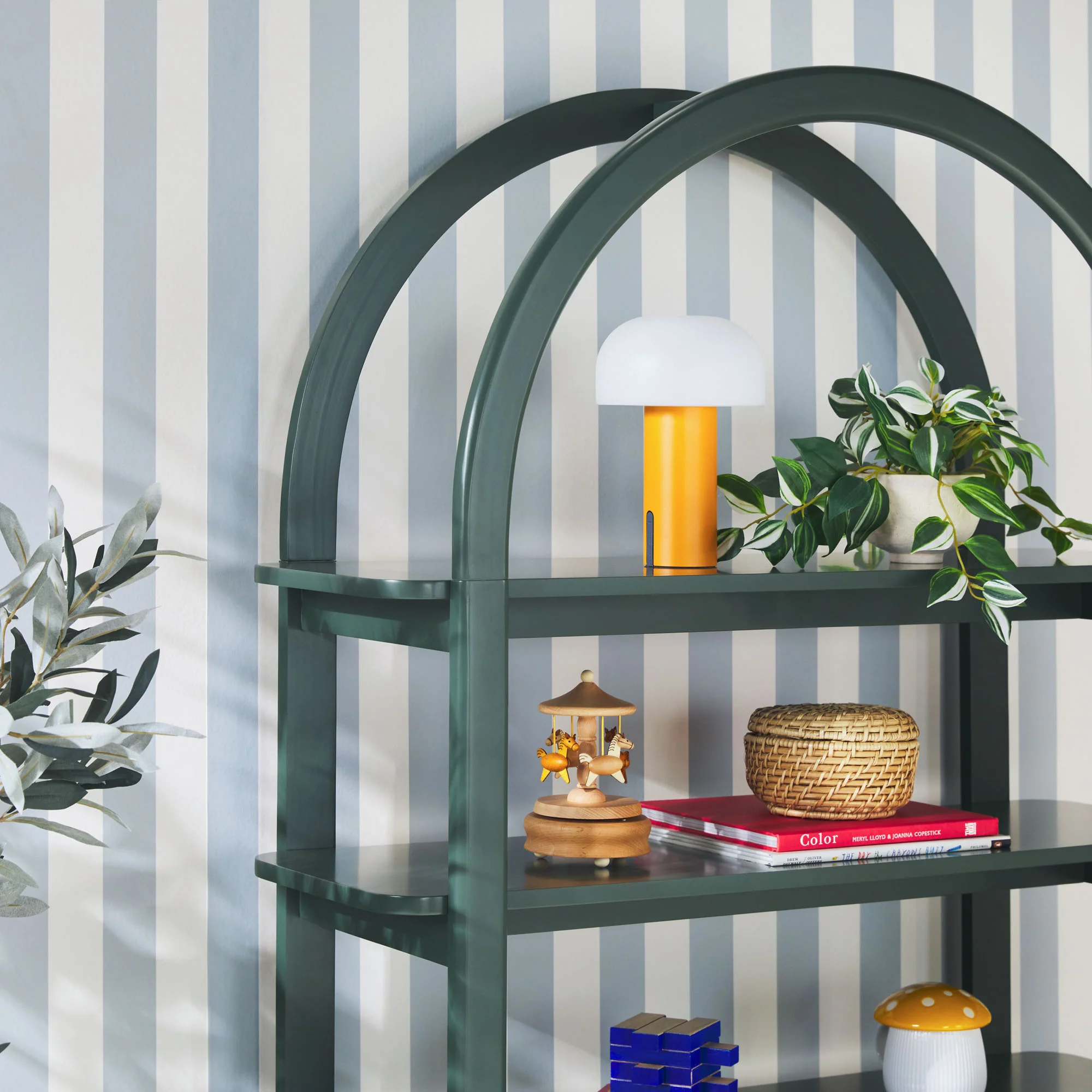 Zoey Modern Arched Wood Cabinet Storage Bookcase - Image 26