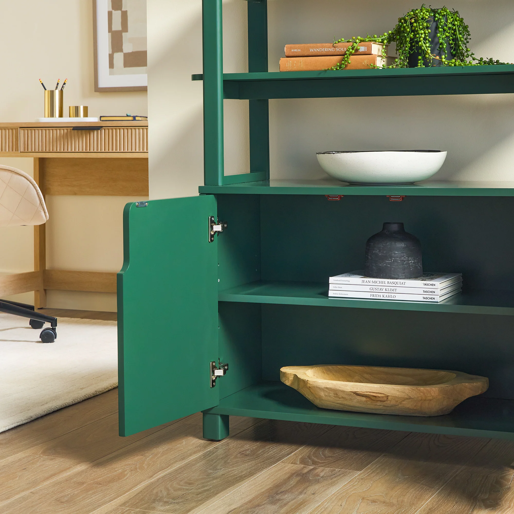 Zoey Modern Arched Wood Cabinet Storage Bookcase - Image 5