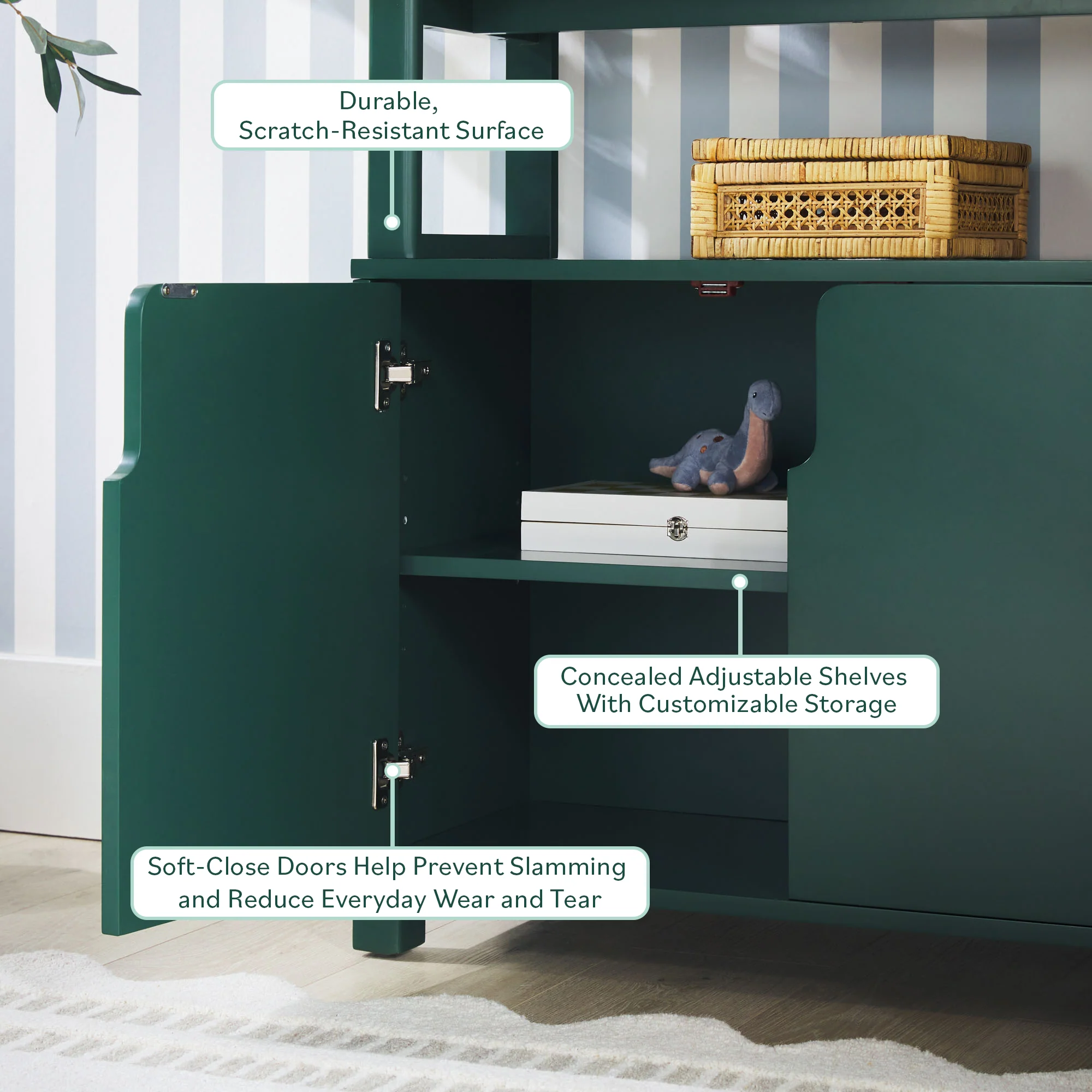 Zoey Modern Arched Wood Cabinet Storage Bookcase - Image 6