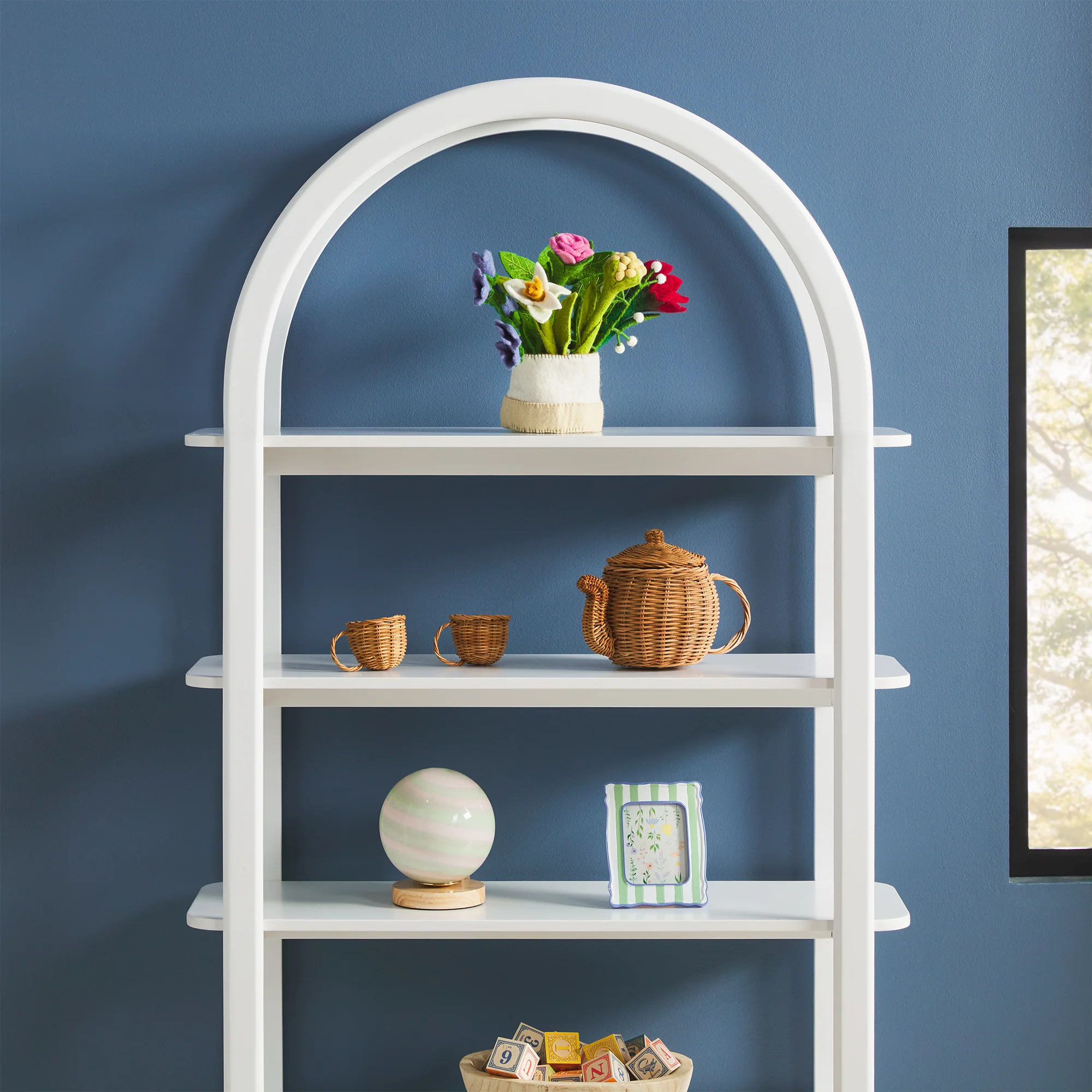 Zoey Modern Arched Wood Storage Bookcase - Image 11