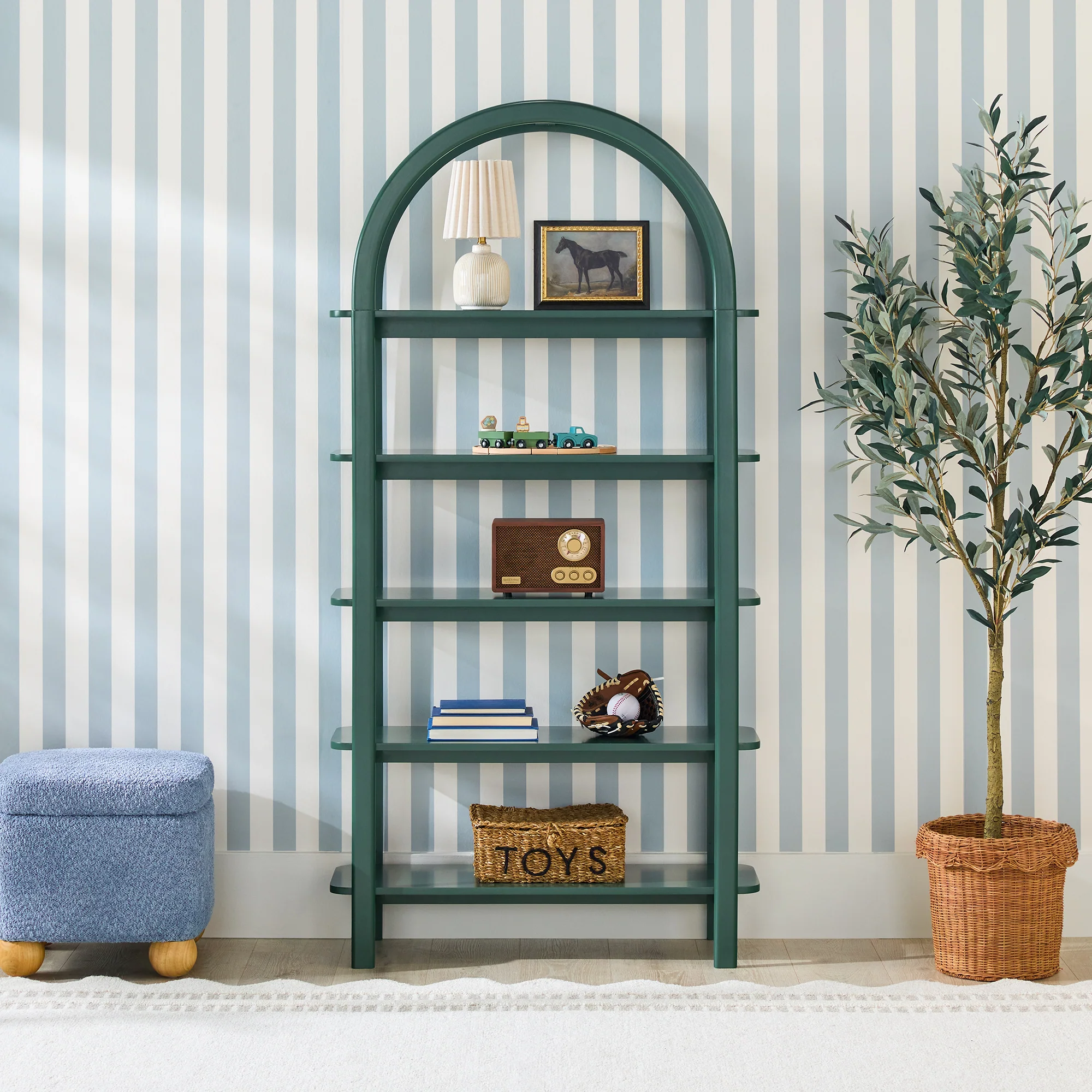Zoey Modern Arched Wood Storage Bookcase - Image 13