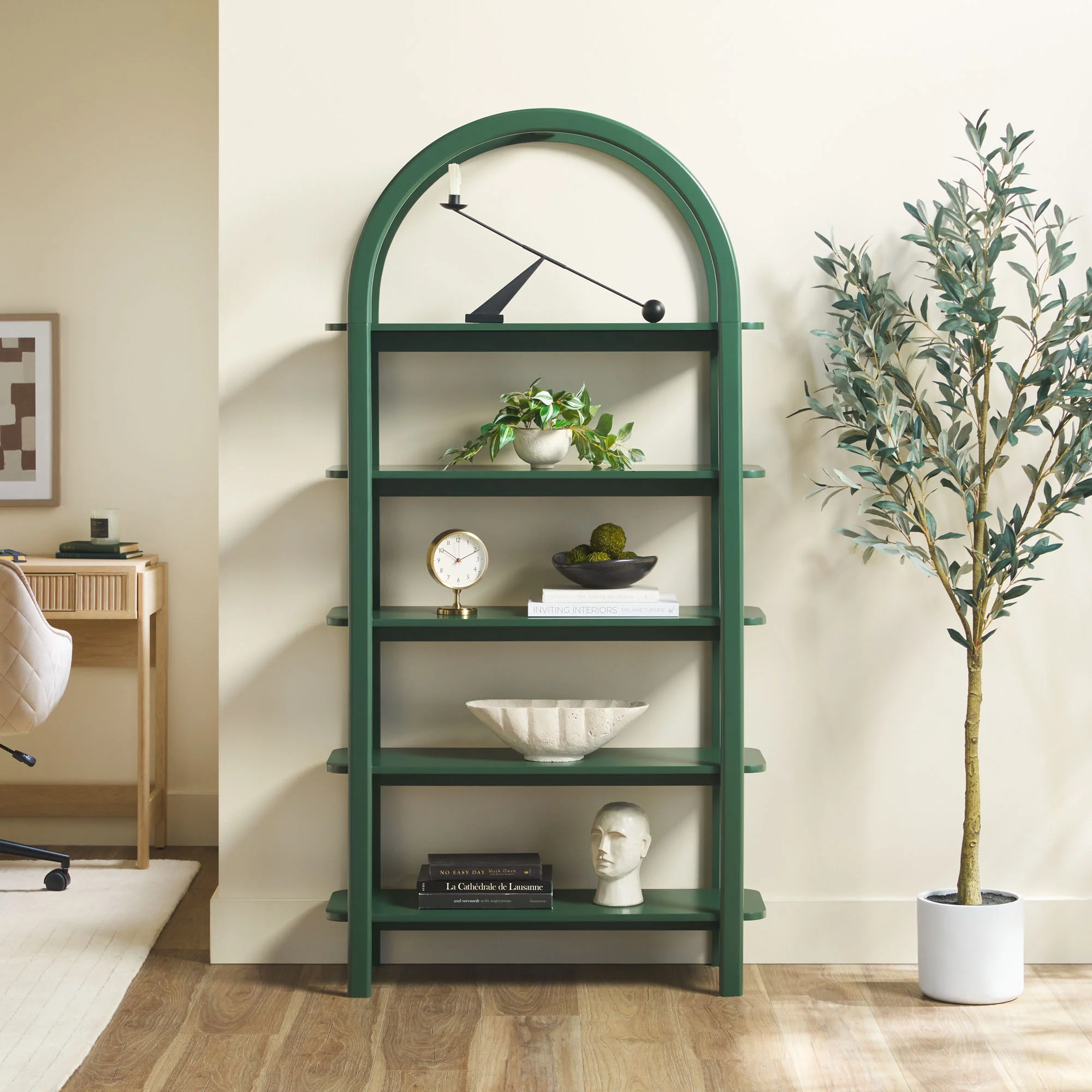 Zoey Modern Arched Wood Storage Bookcase - Image 16