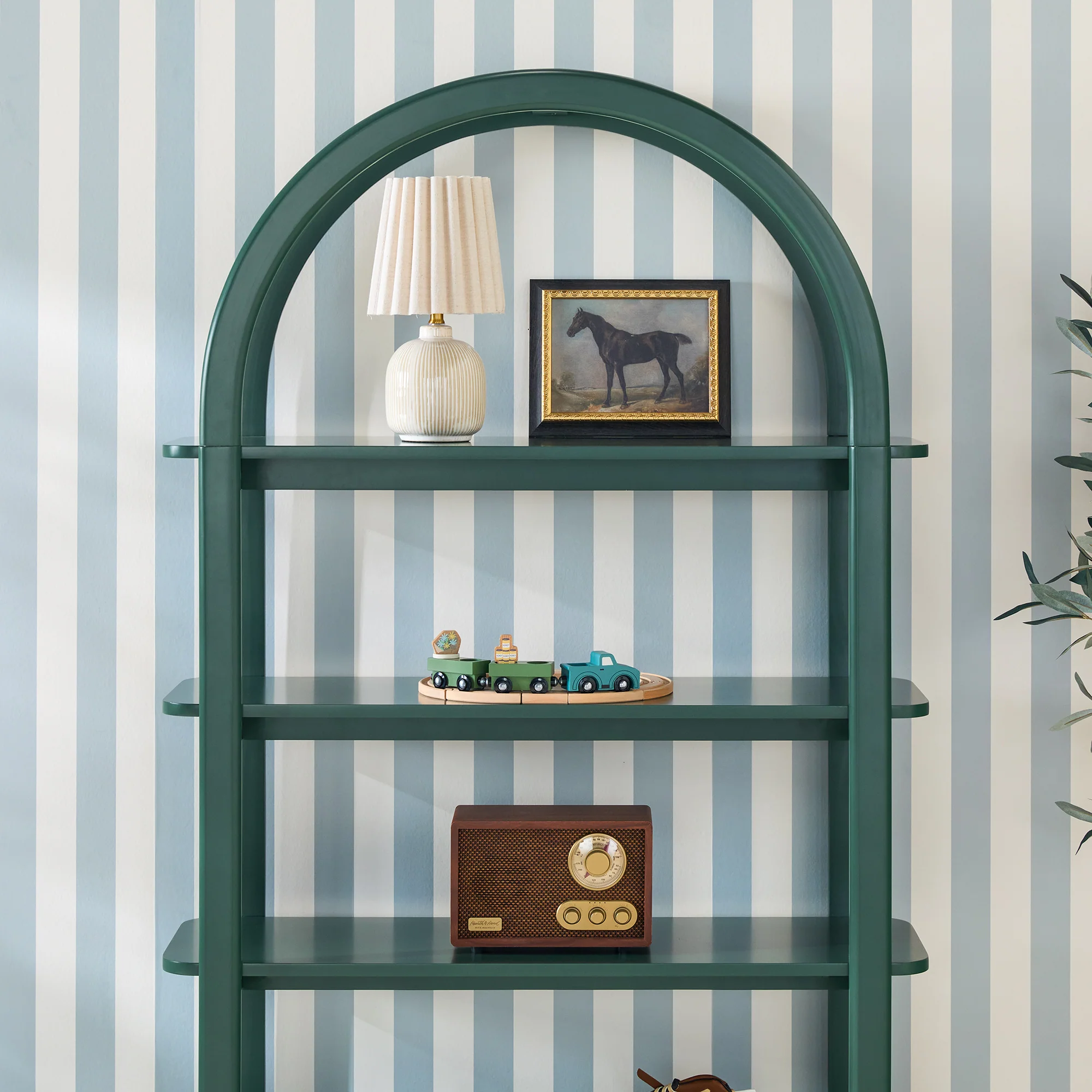 Zoey Modern Arched Wood Storage Bookcase - Image 20