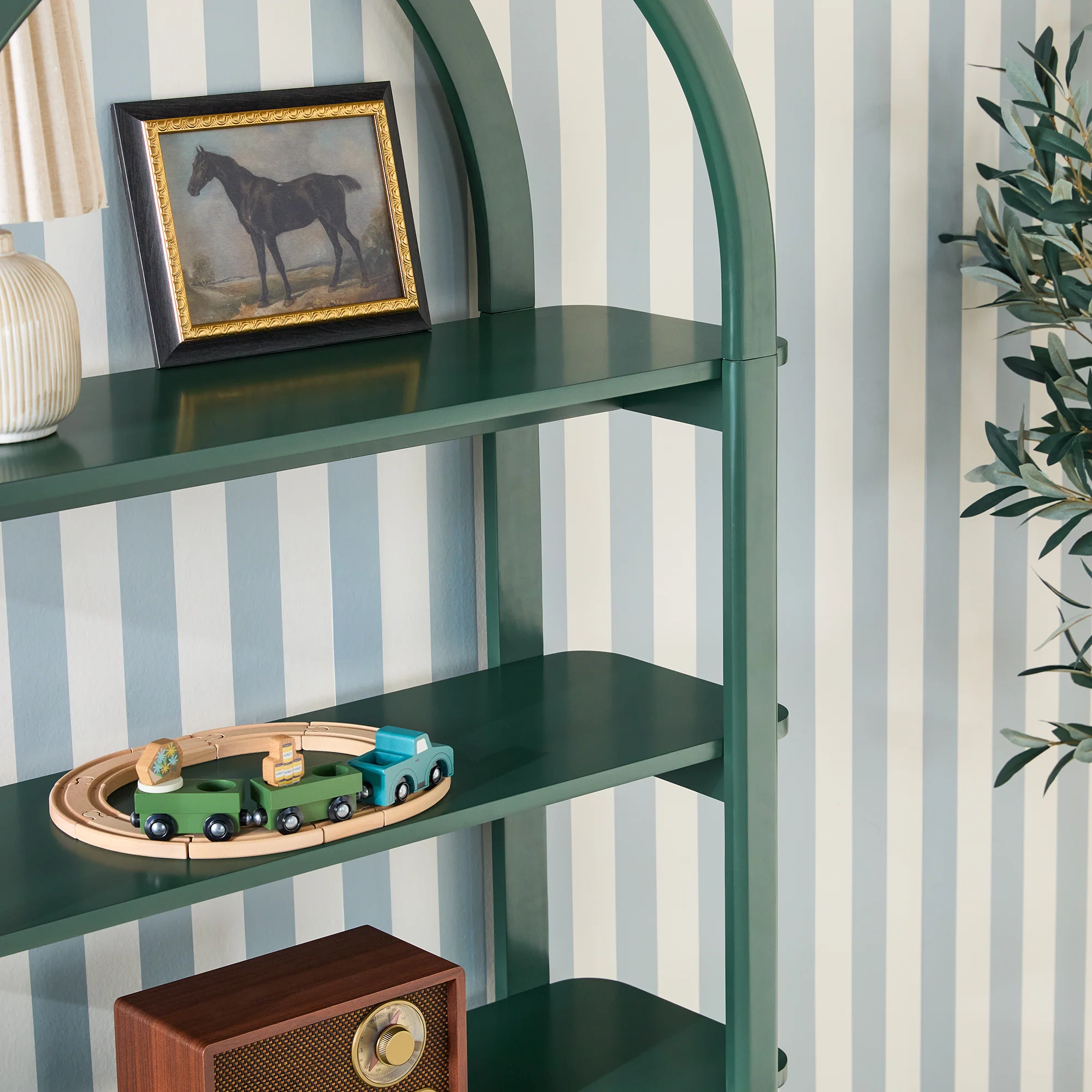 Zoey Modern Arched Wood Storage Bookcase - Image 25