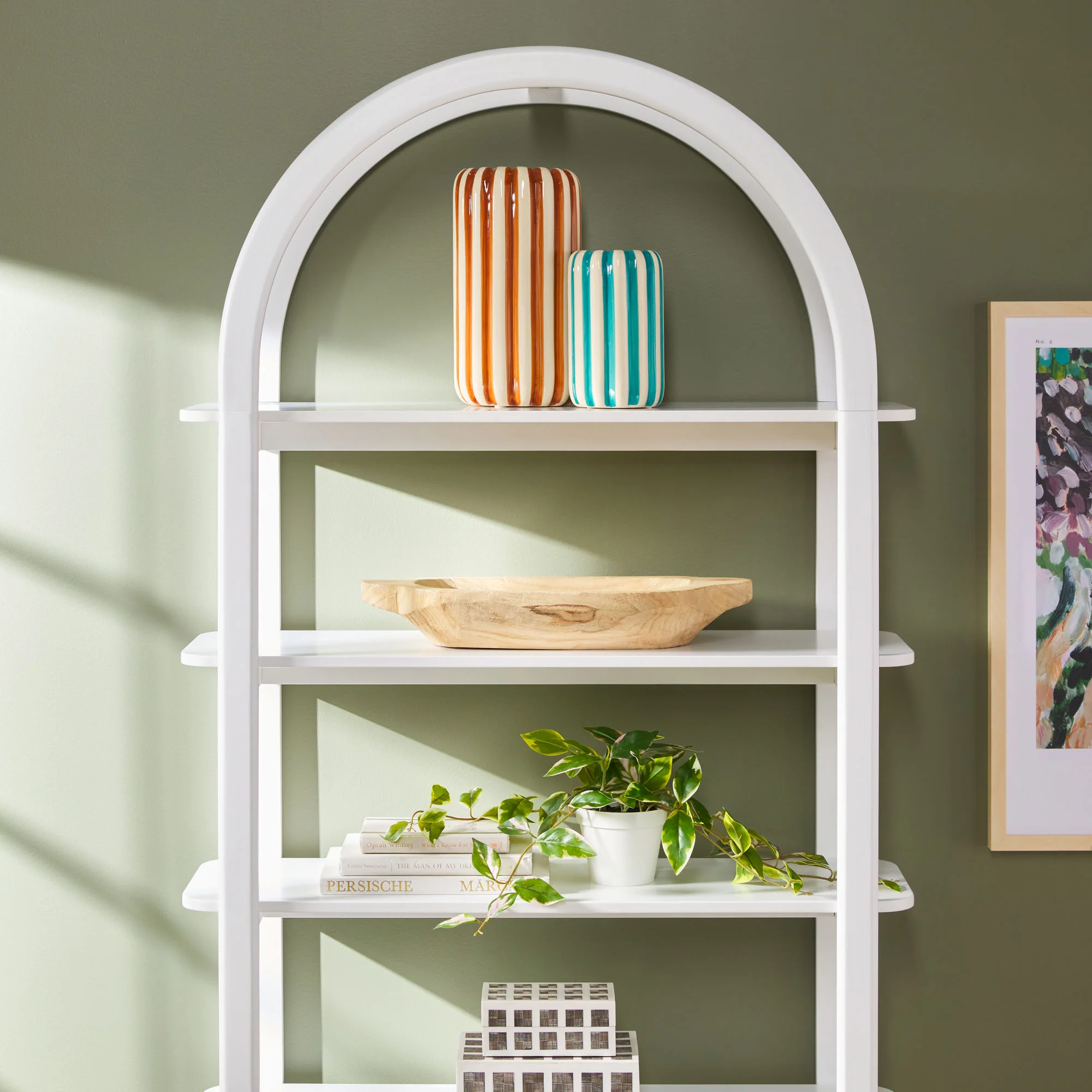 Zoey Modern Arched Wood Storage Bookcase - Image 5