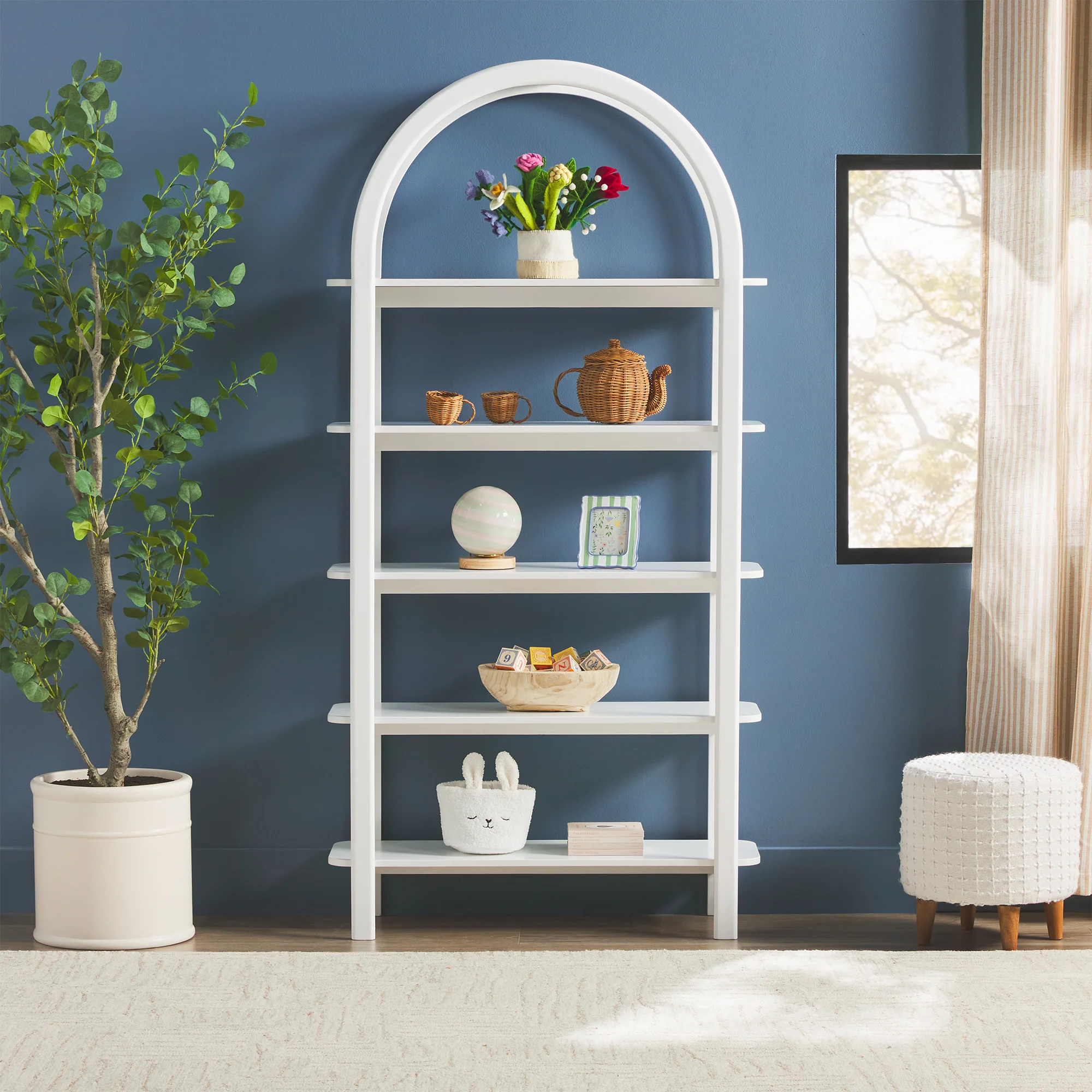 Zoey Modern Arched Wood Storage Bookcase - Image 6