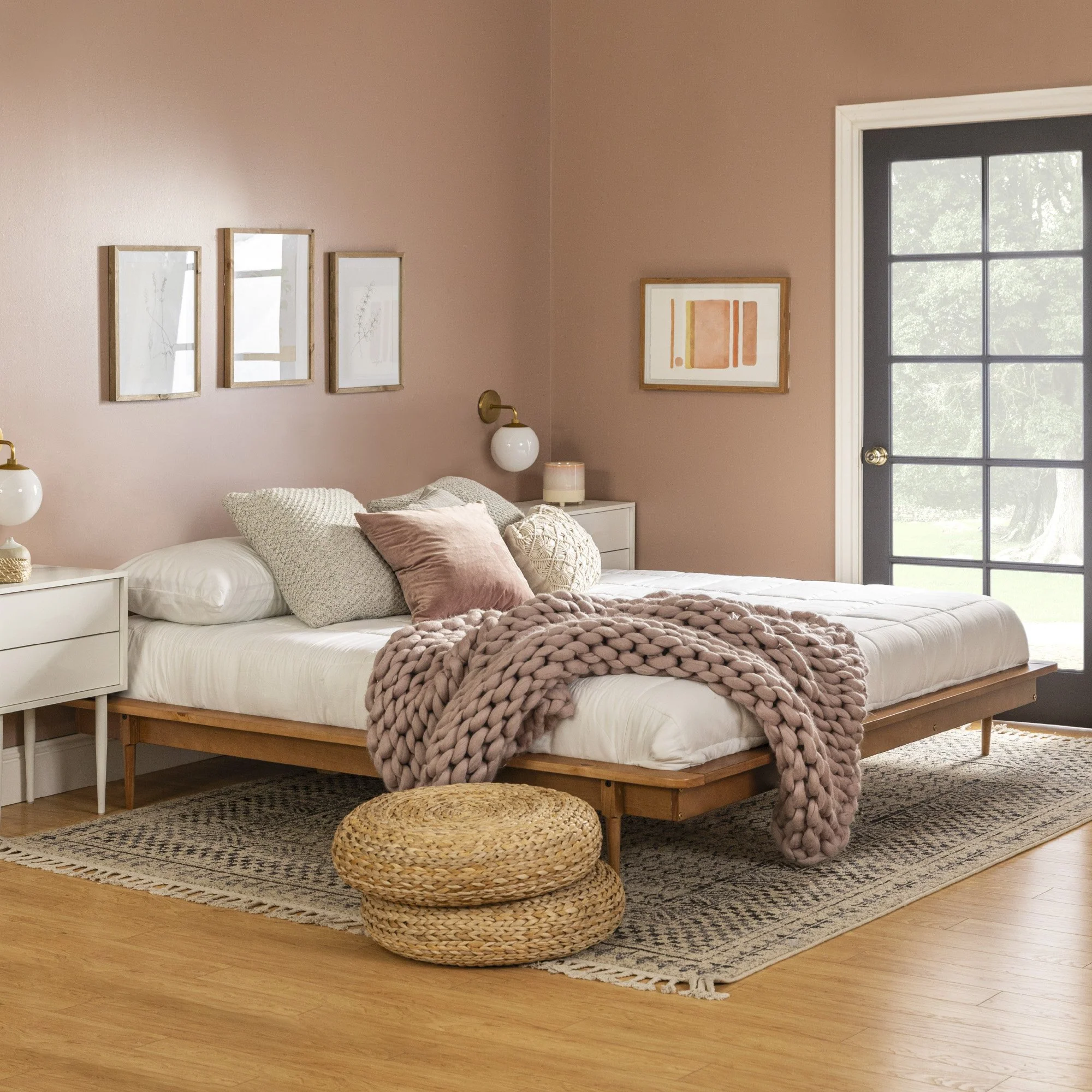 Walker Edison Spindle King Mid-Century Solid Wood Platform Bed - Image 8