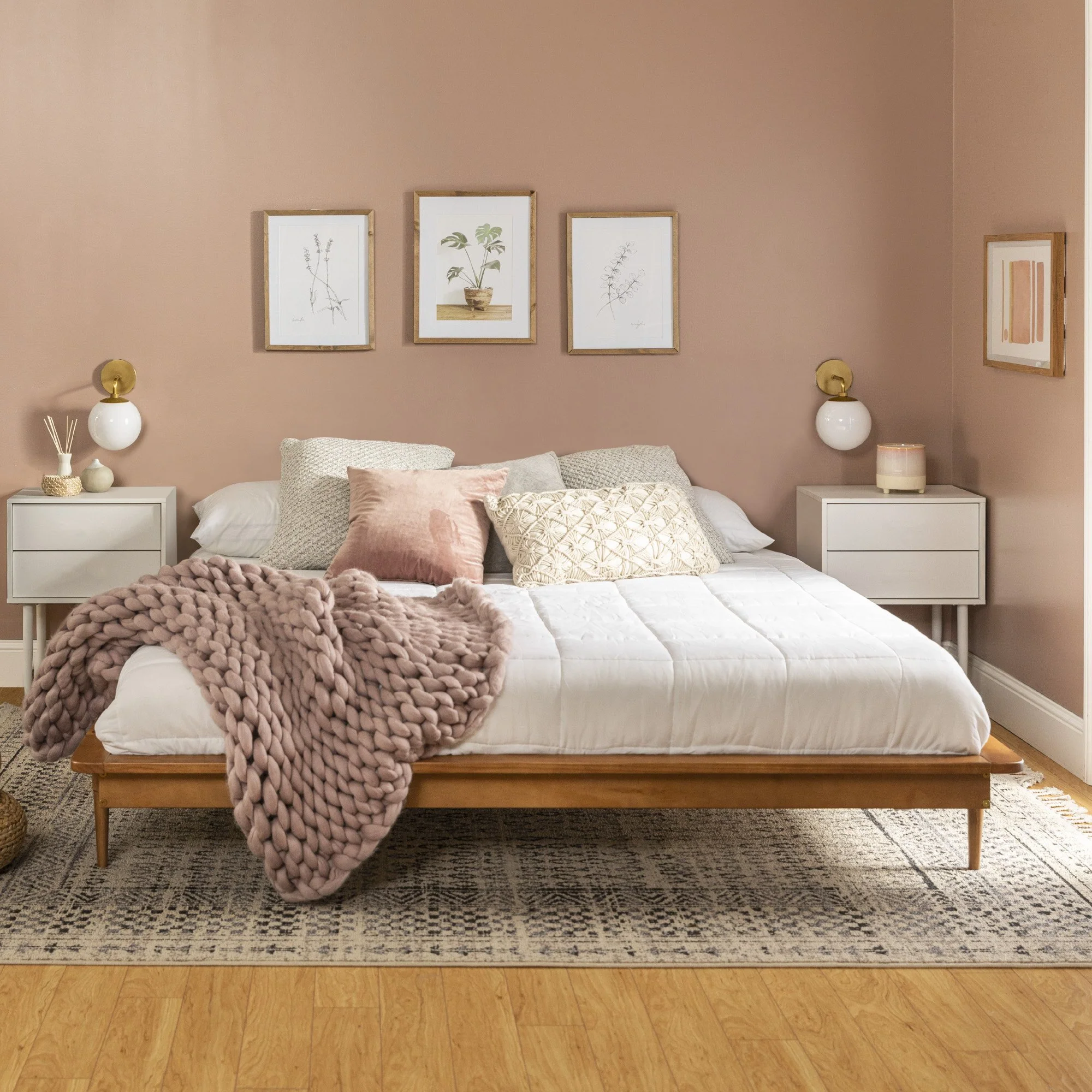 Walker Edison Spindle King Mid-Century Solid Wood Platform Bed - Image 9