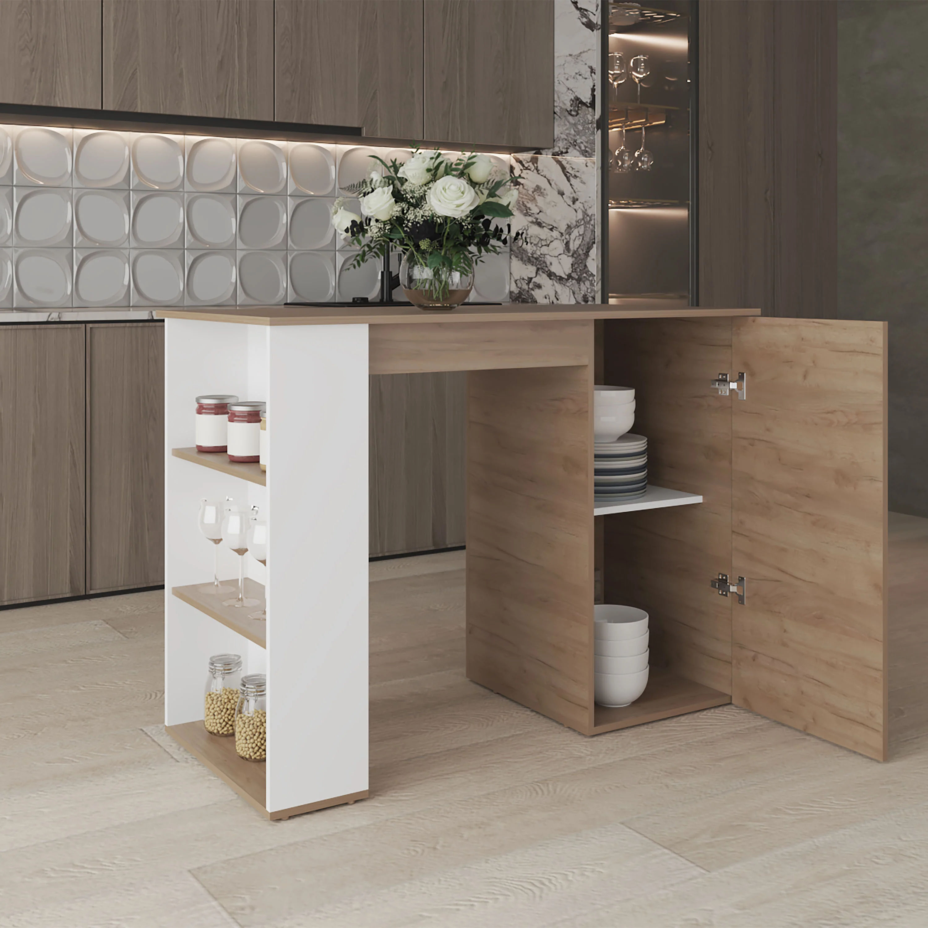 Walker Edison | Kitchen Island Storage Counter - Image 7