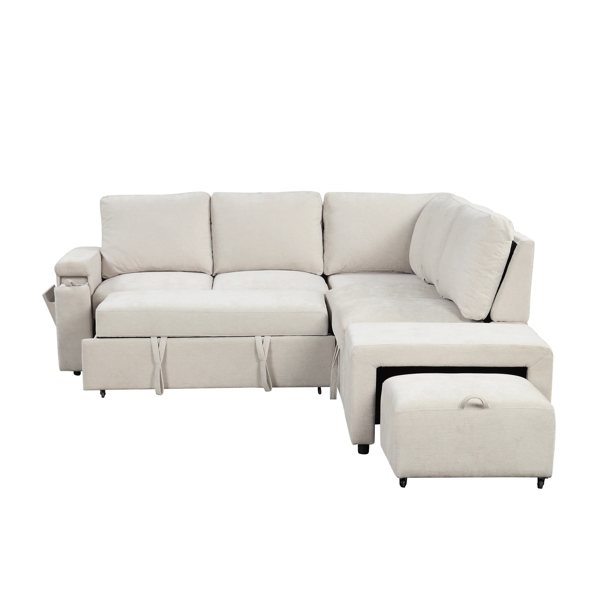 Walker Edison | L-Shaped Modular Sectional Sofa with Storage and USB Ports - Image 10