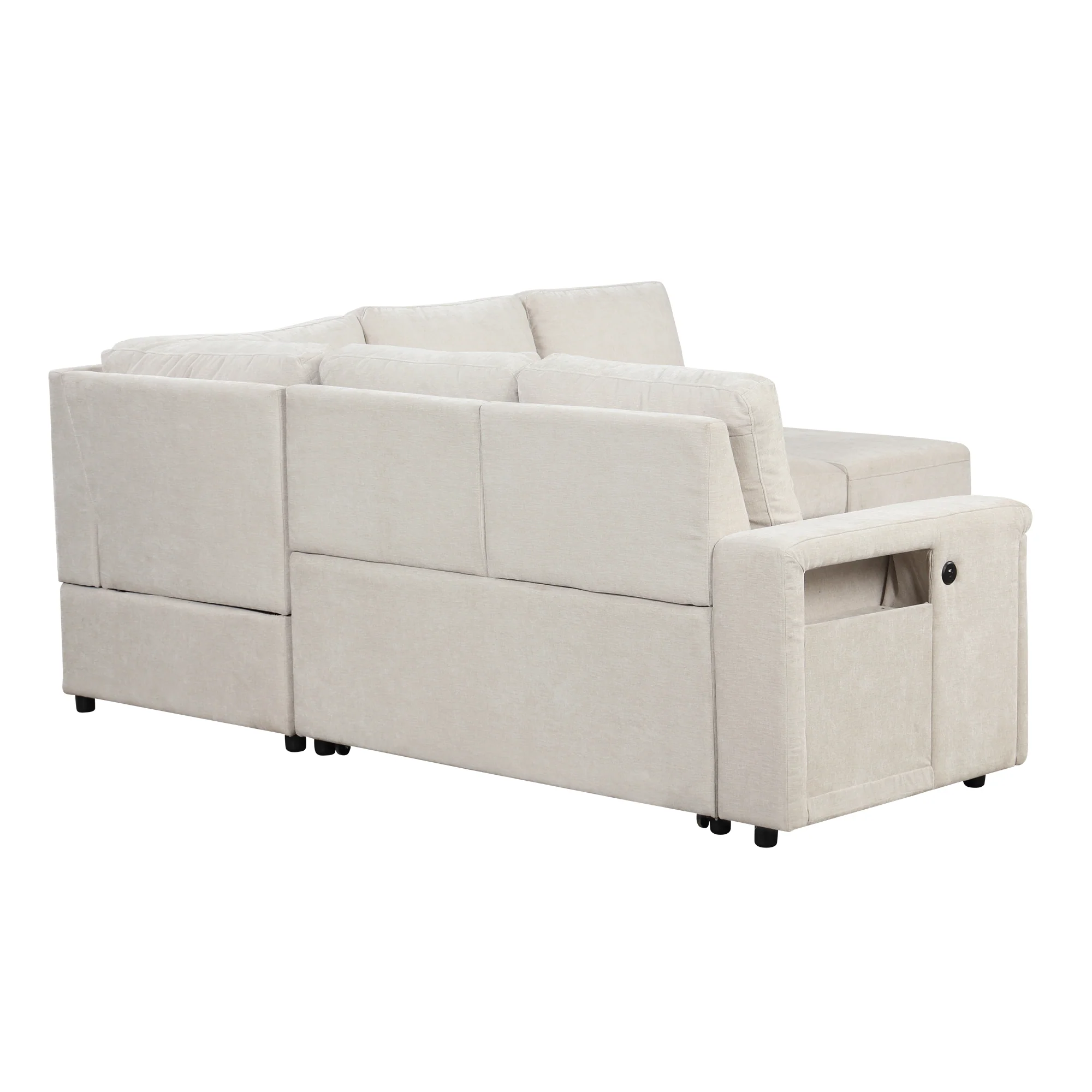 Walker Edison | L-Shaped Modular Sectional Sofa with Storage and USB Ports - Image 11