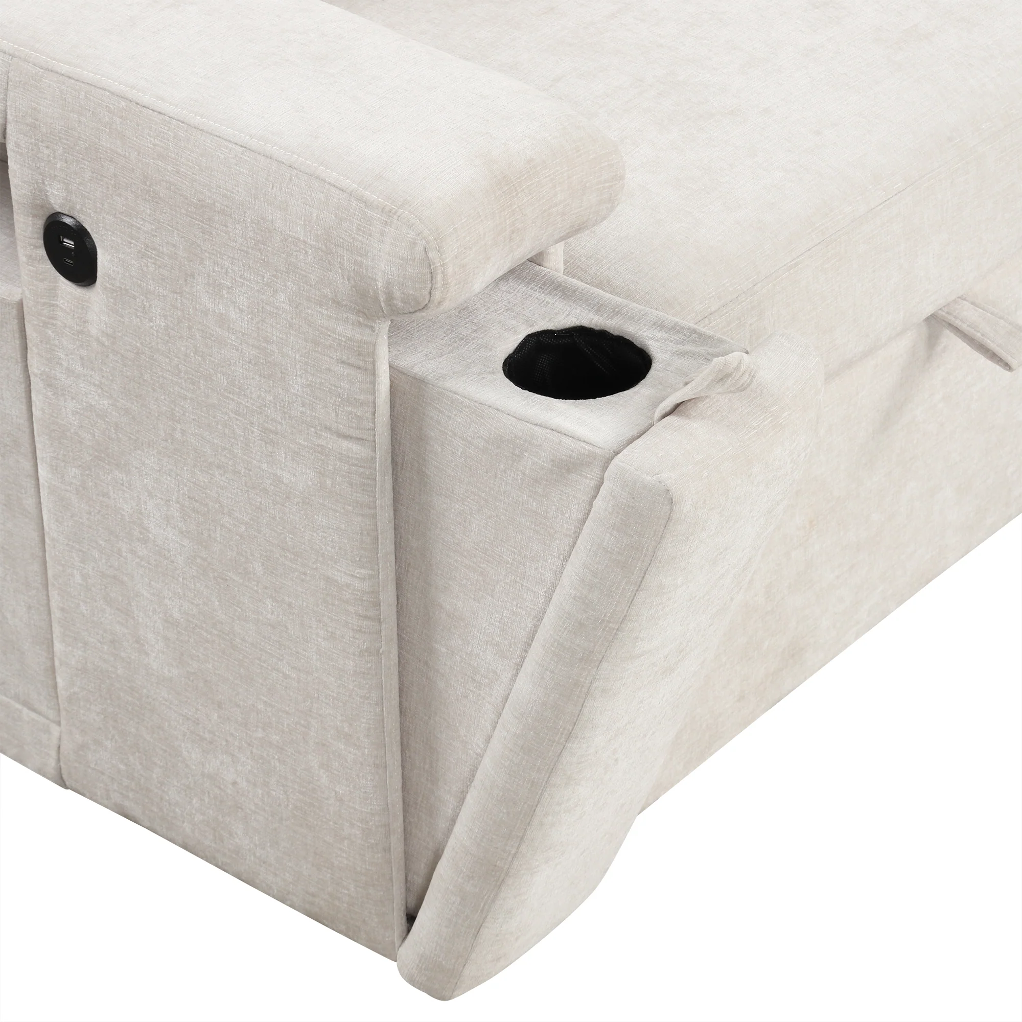 Walker Edison | L-Shaped Modular Sectional Sofa with Storage and USB Ports - Image 13