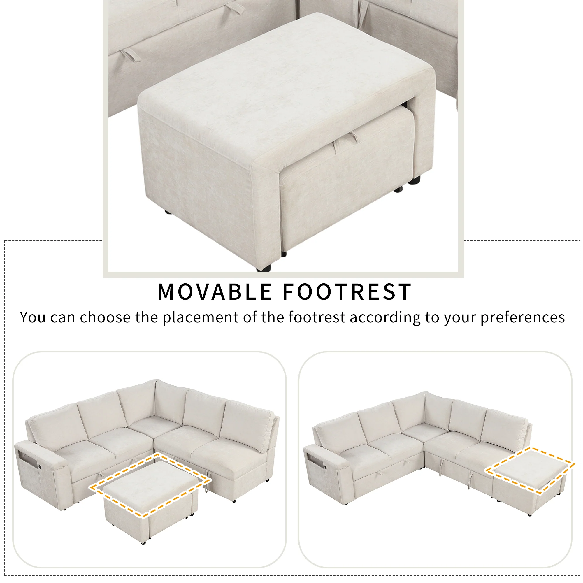 Walker Edison | L-Shaped Modular Sectional Sofa with Storage and USB Ports - Image 20