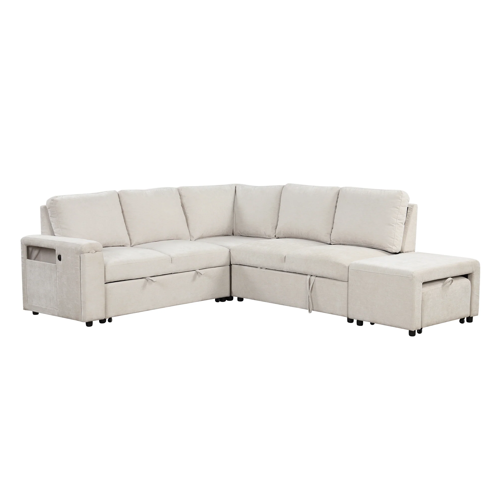 Walker Edison | L-Shaped Modular Sectional Sofa with Storage and USB Ports - Image 4