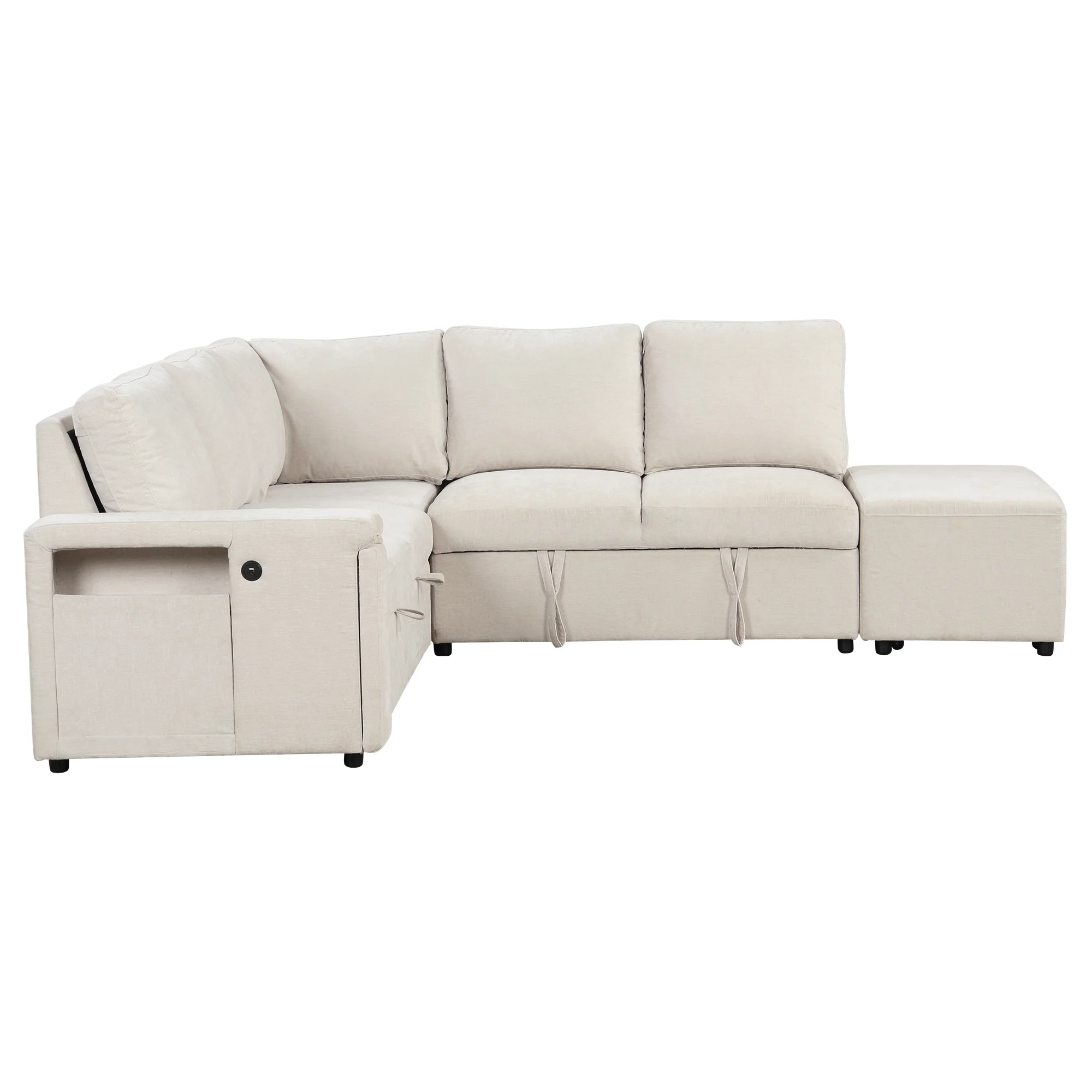 Walker Edison | L-Shaped Modular Sectional Sofa with Storage and USB Ports - Image 8