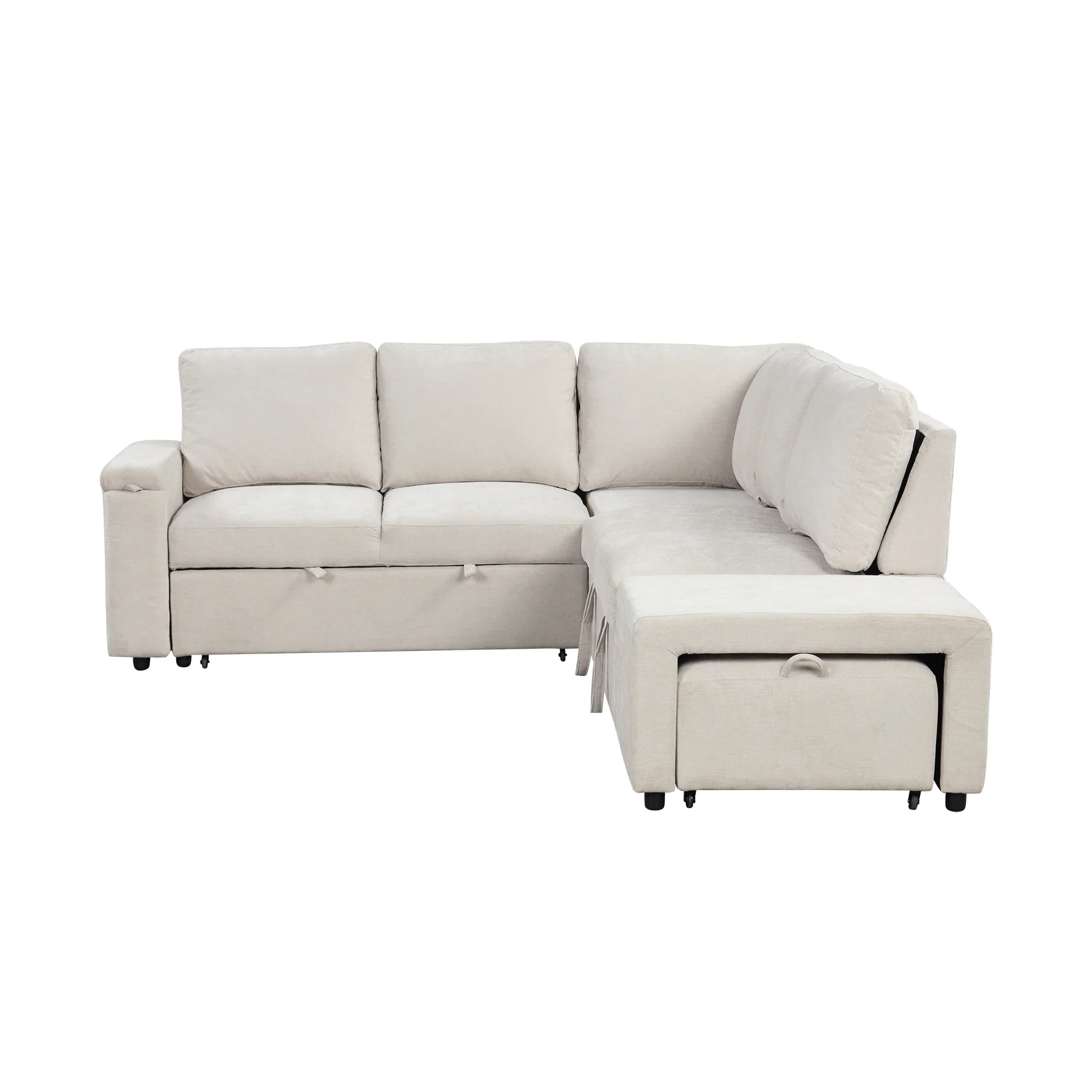 Walker Edison | L-Shaped Modular Sectional Sofa with Storage and USB Ports - Image 9